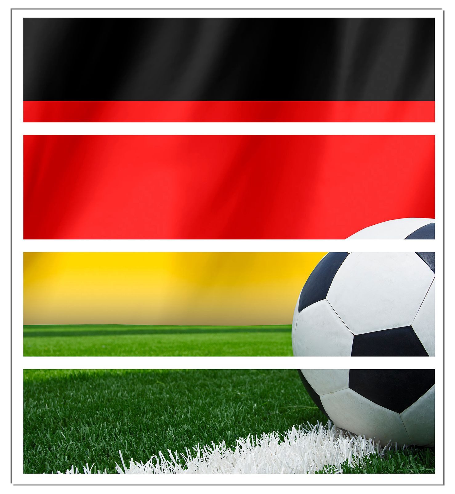 Wallario Möbelfolie Fußball vor einer Deutschlandflagge