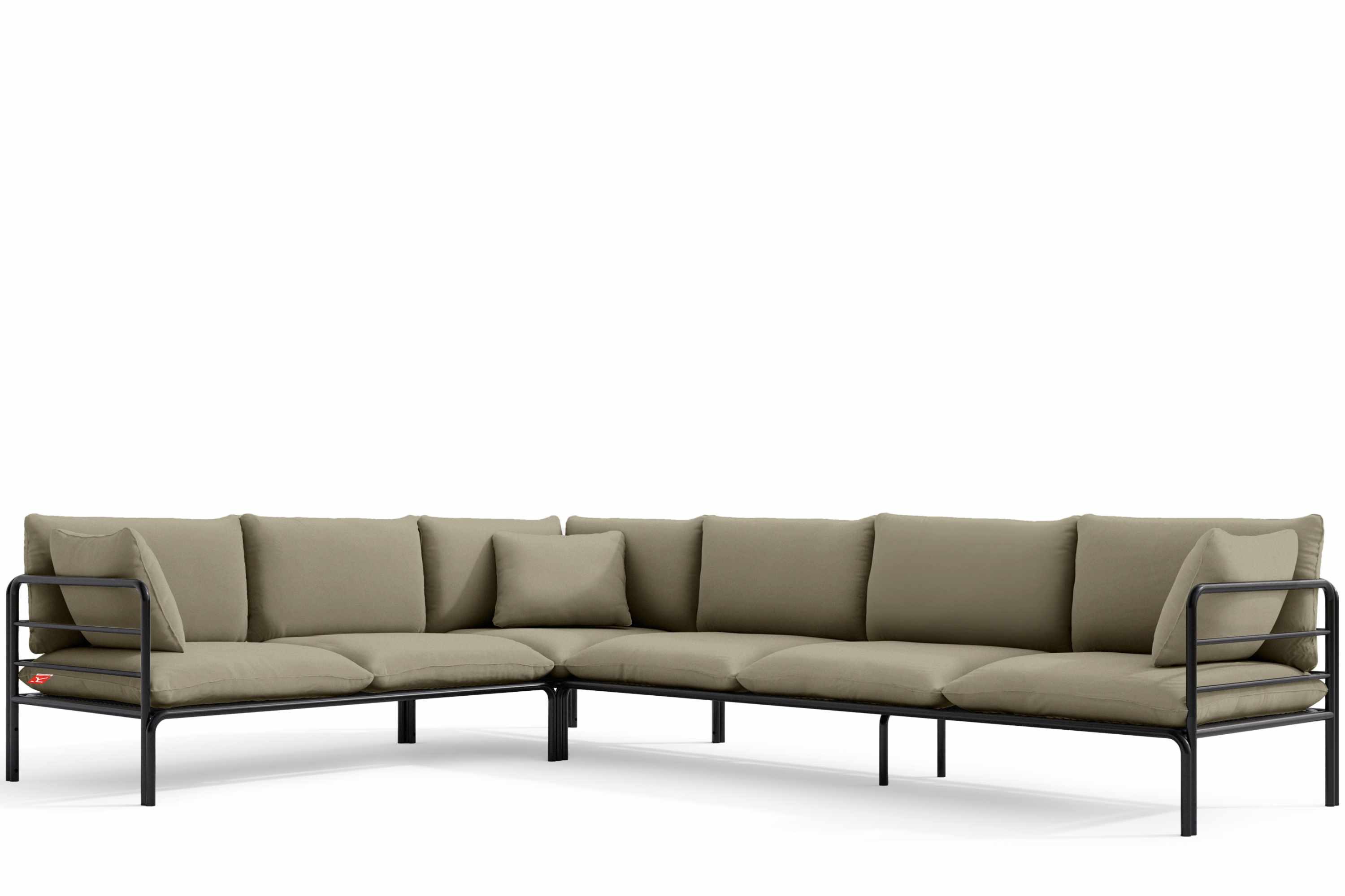 KONSIMO® Loungesofa RAMBE Ecksofa, Gartensofa, links oder rechts, hergestellt in der EU, mit Zierkissen, Gewicht: 80 kg