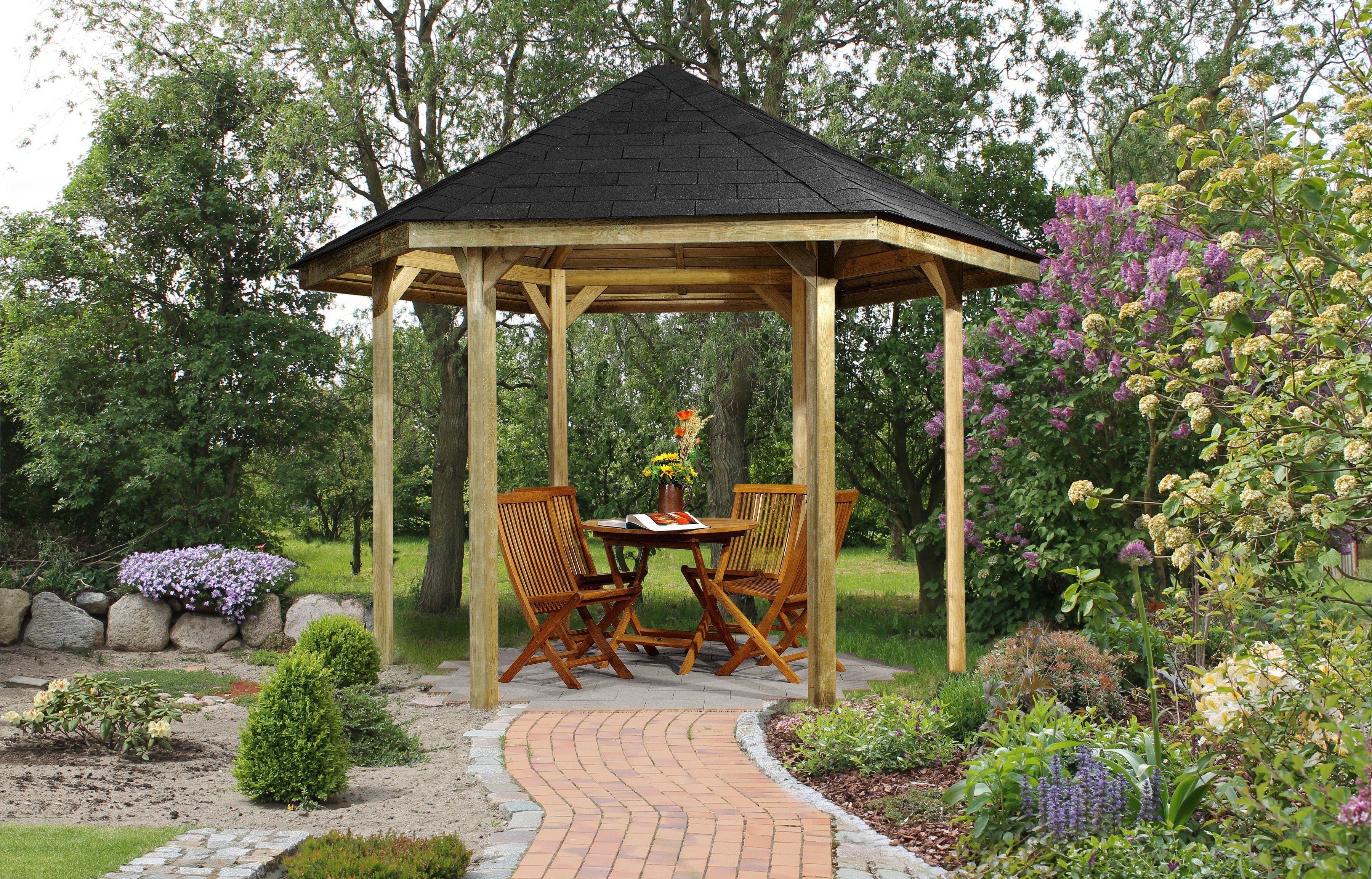 weka Pavillon Paradies 1, (Set), BxT: 326x376 cm, inkl. Dachschindeln und Pfostenanker