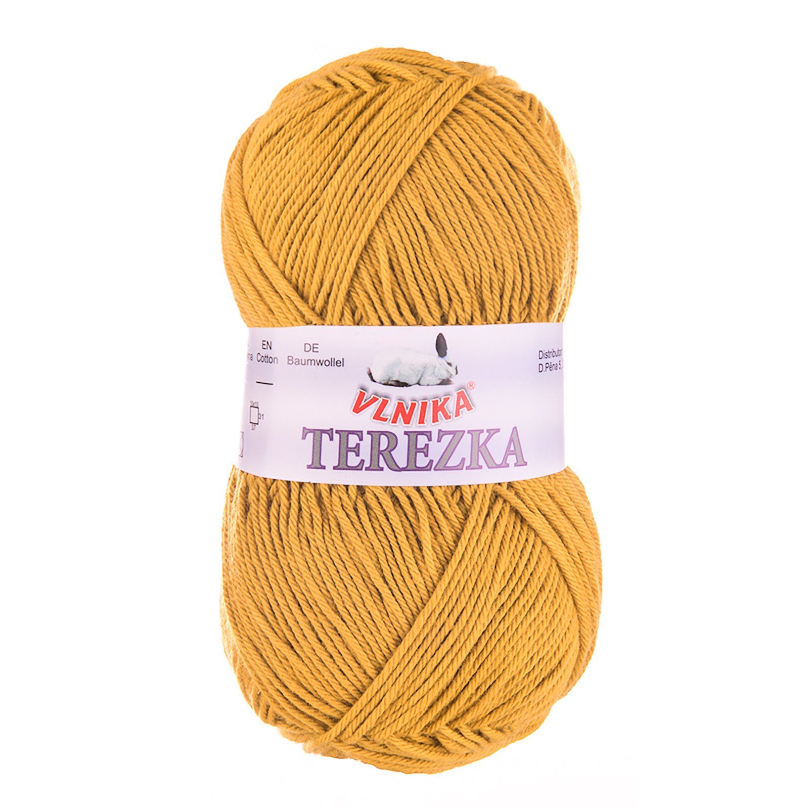 VLNIKA 50g Strickgarn TEREZKA 100% Baumwolle, 155m Häkelwolle, 155 m, goldgelb