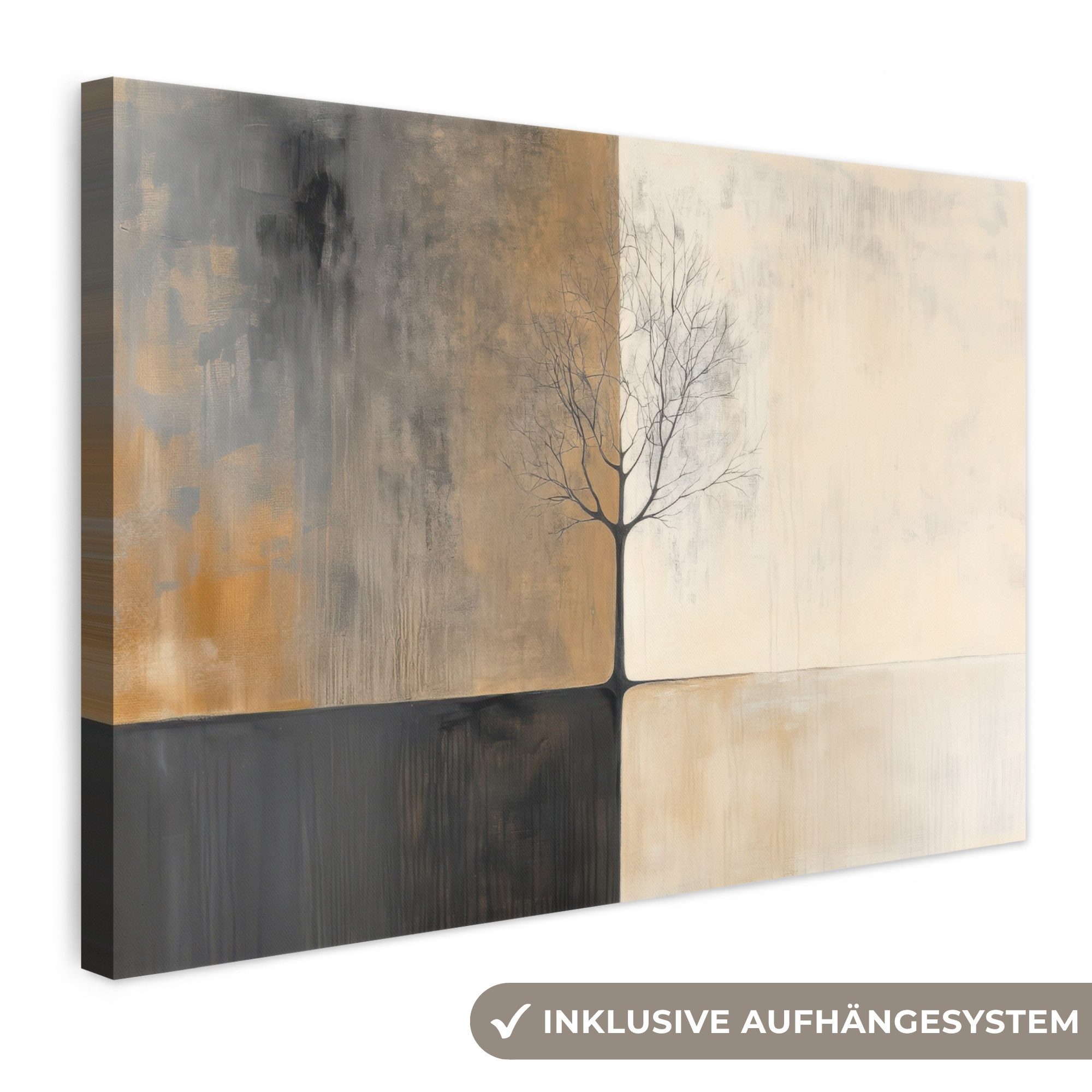 OneMillionCanvasses® Leinwandbild Baum - Ebenen - Äste - Farbverlauf, Fotodruck (1 St), Leinwand Bilder Klein, Wand Dekoration Aesthetic 30x20 cm