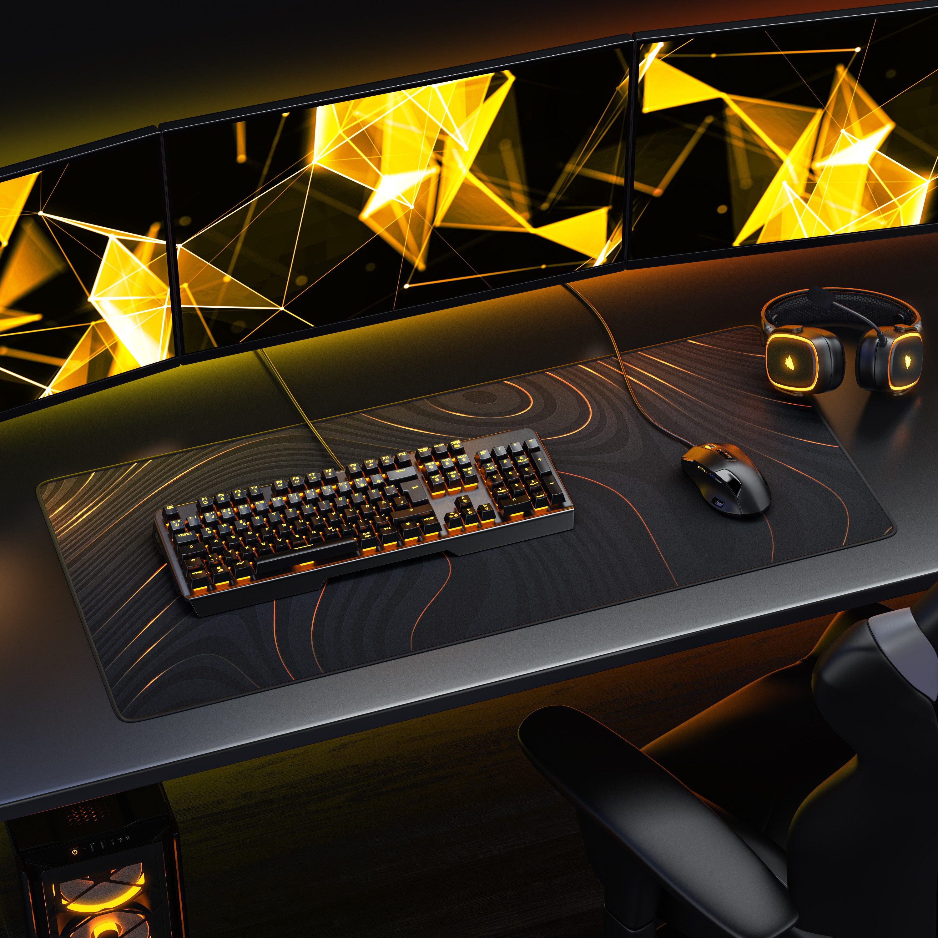 Titanwolf Gaming Mauspad XXL Speed Mousepad 900 x 400 x 3 mm, Schreibtischauflage, abwaschbar (1-St), rutschfeste Rückseite, Geschwindigkeit & Präzision, Abstra – Bild 5 von 5