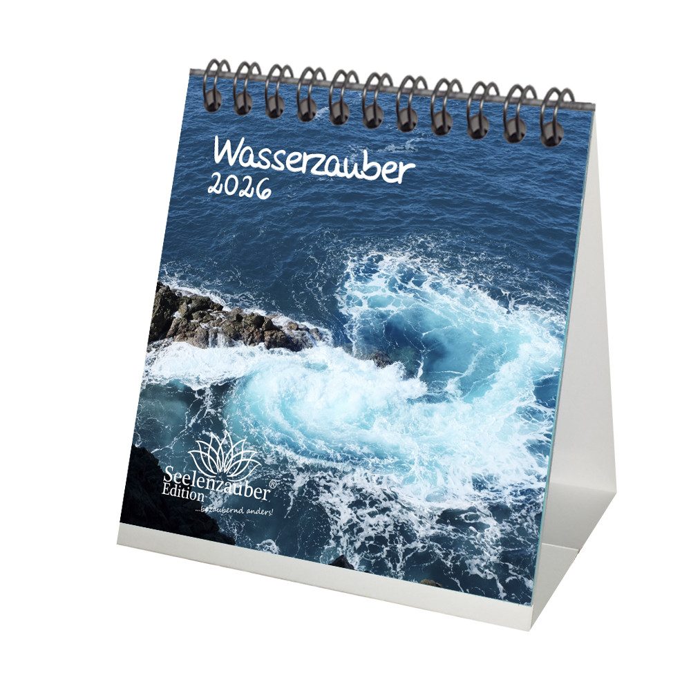 Seelenzauber Tischkalender Wasserzauber Tischkalender 10cm x 10cm für 2026 Wasser und Wasserfälle