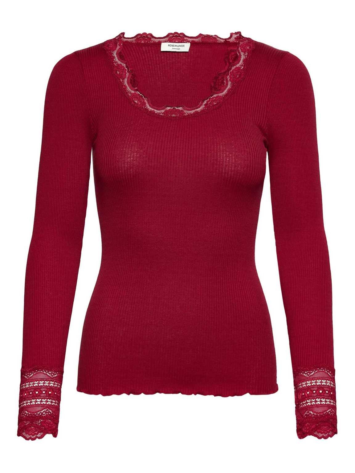 rosemunde Langarmshirt RWBenita Seiden-Shirt mit Spitze