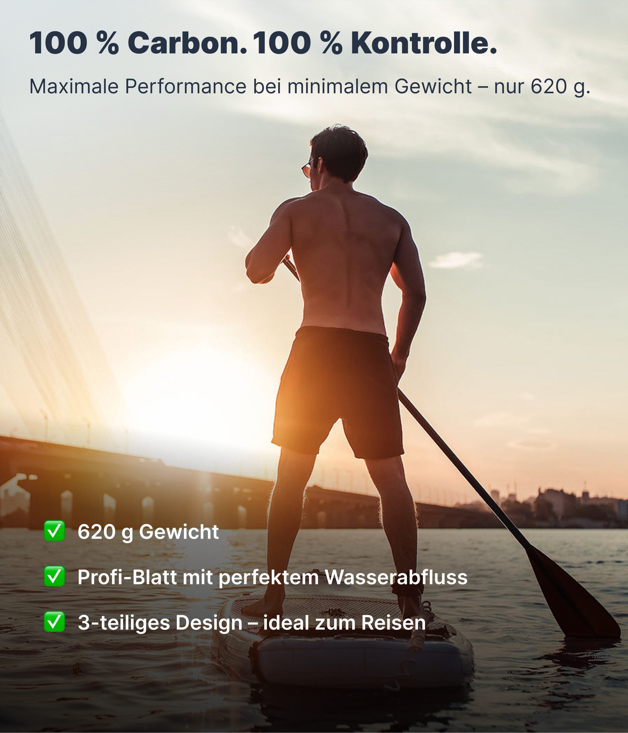 NEMAXX NCP100 Carbon SUP Paddel 3-teilig 173-217 cm teleskopisch verstellbar Schlauchbootpaddel, NCP100 Carbon SUP Paddel 3-teilig 173-217 cm teleskopisch verstellbar
