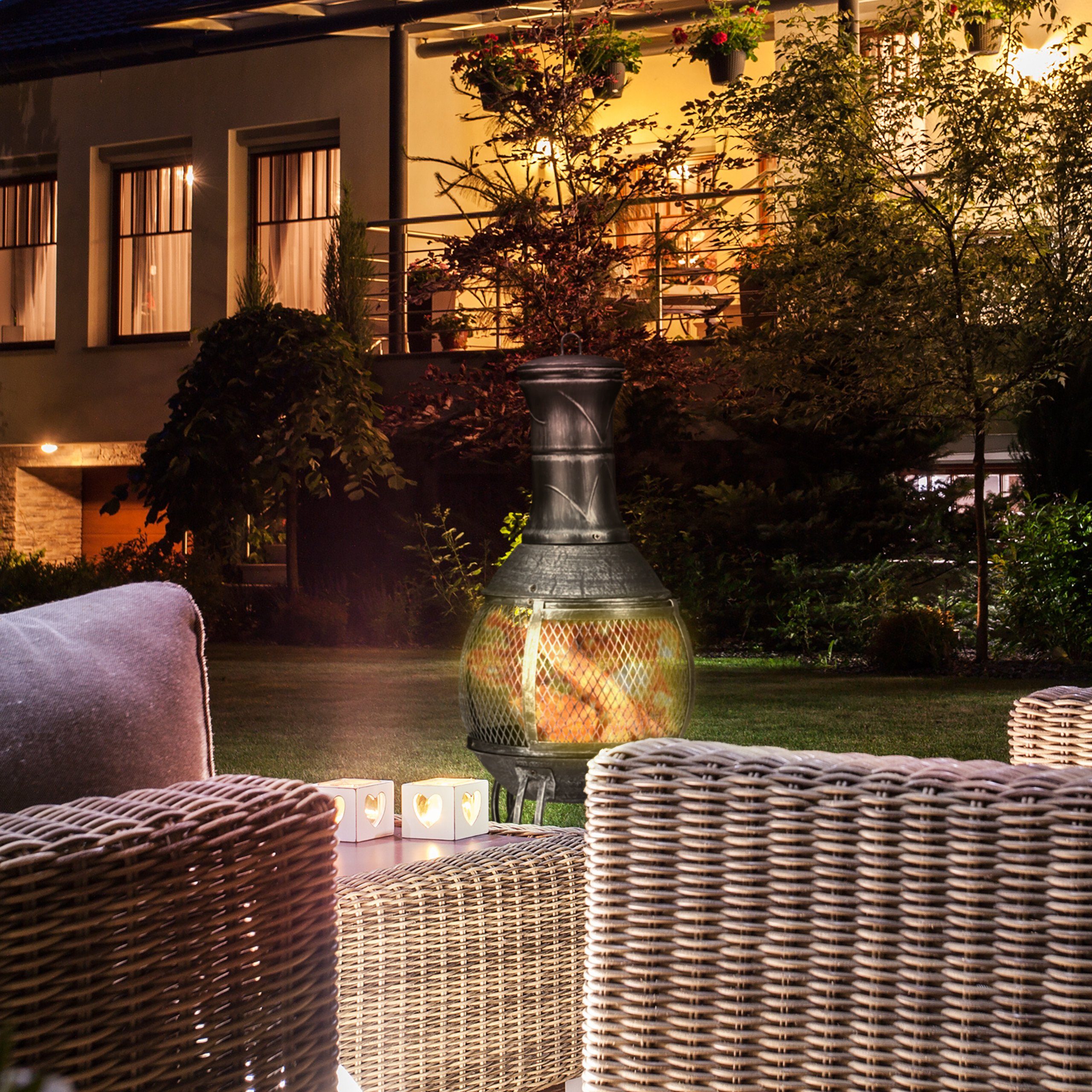 relaxdays Feuerschale Aztekenofen für Garten grau günstig online kaufen