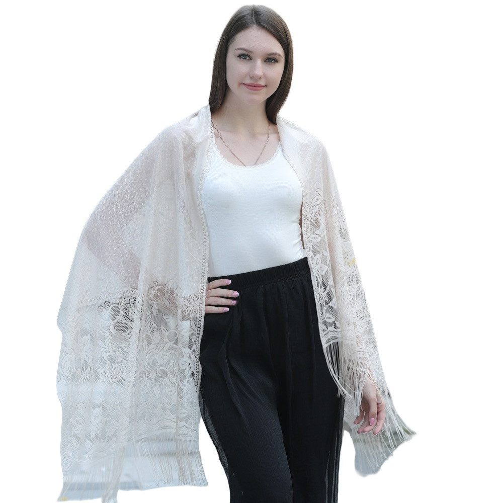 Zaewry Modeschal Stola Für Abendkleid Festlich Spitzenschal Mit Fransen, Für Sommer und Frühling