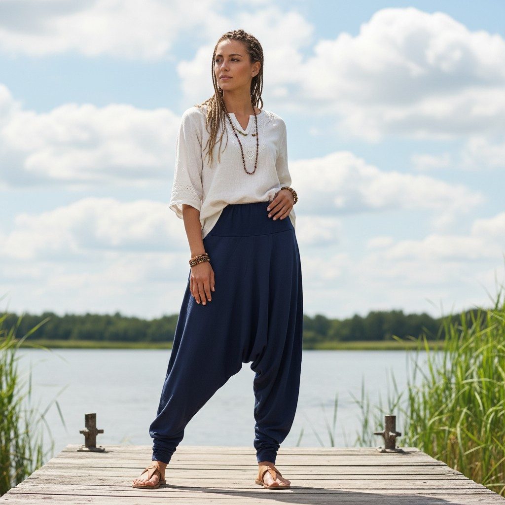 Guru-Shop Relaxhose Afghani Hose, Unisex Pluderhose, Goa Hose.. Ethno Style, alternative Bekleidung