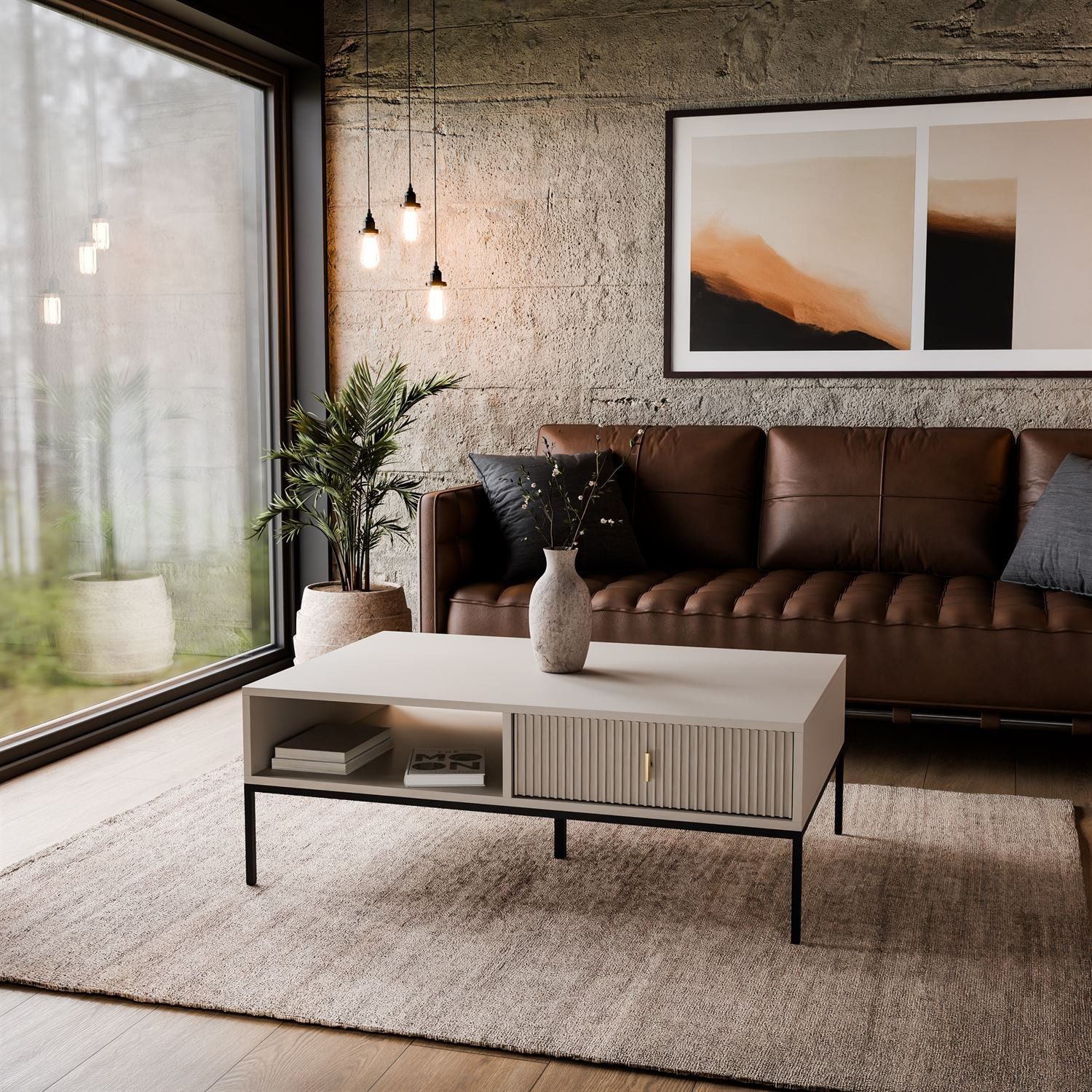 Lookway Couchtisch MIDNIGHT mit Schublade auf Gestell, Breite 104 cm