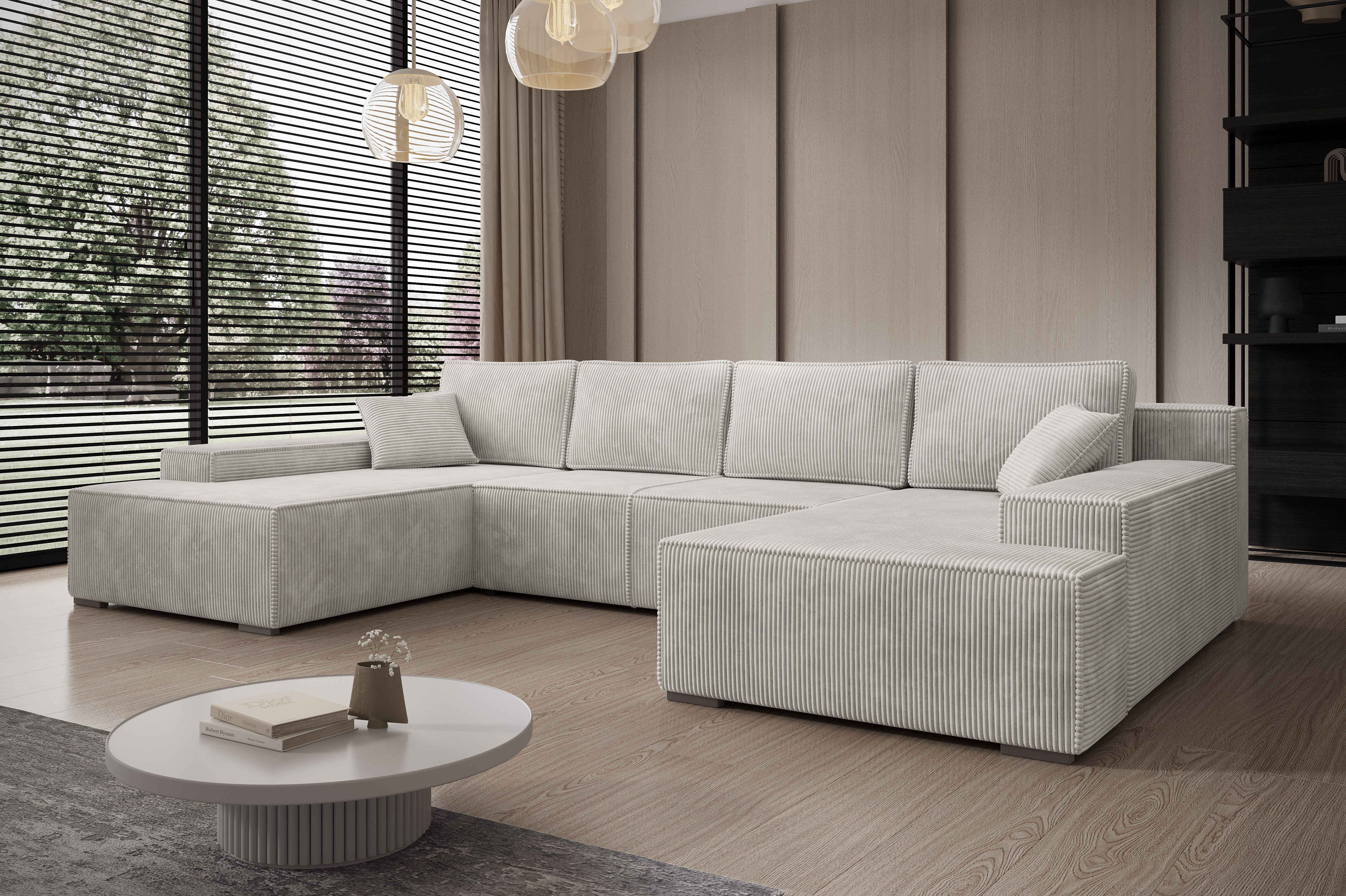 PROMETO Möbel Ecksofa Ecksofa Couch U-Form mit Schlaffunktion, POSO-Stoff C günstig online kaufen