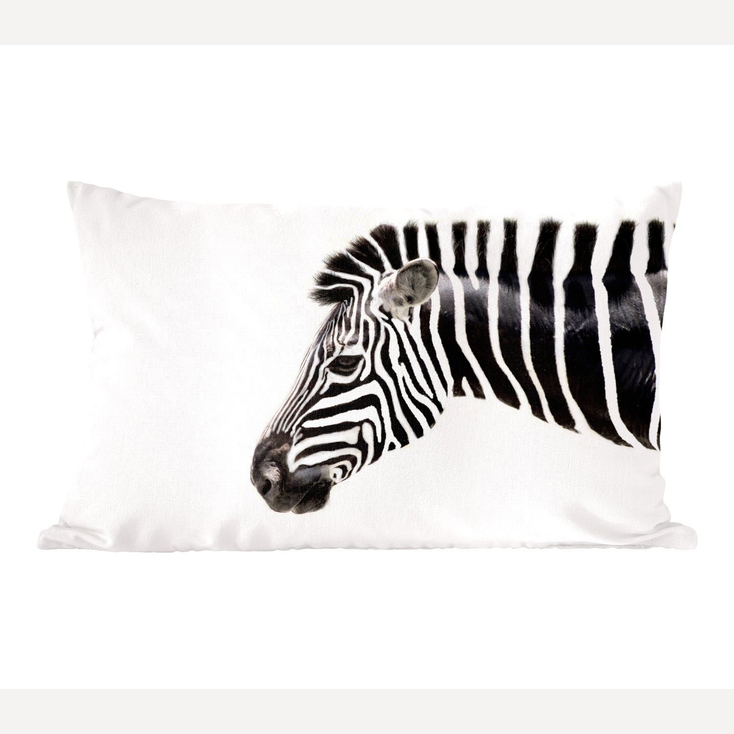 MuchoWow Dekokissen Zebra - Tiere - Weiß, Wohzimmer Dekoration, Zierkissen, Dekokissen mit Füllung, Schlafzimmer