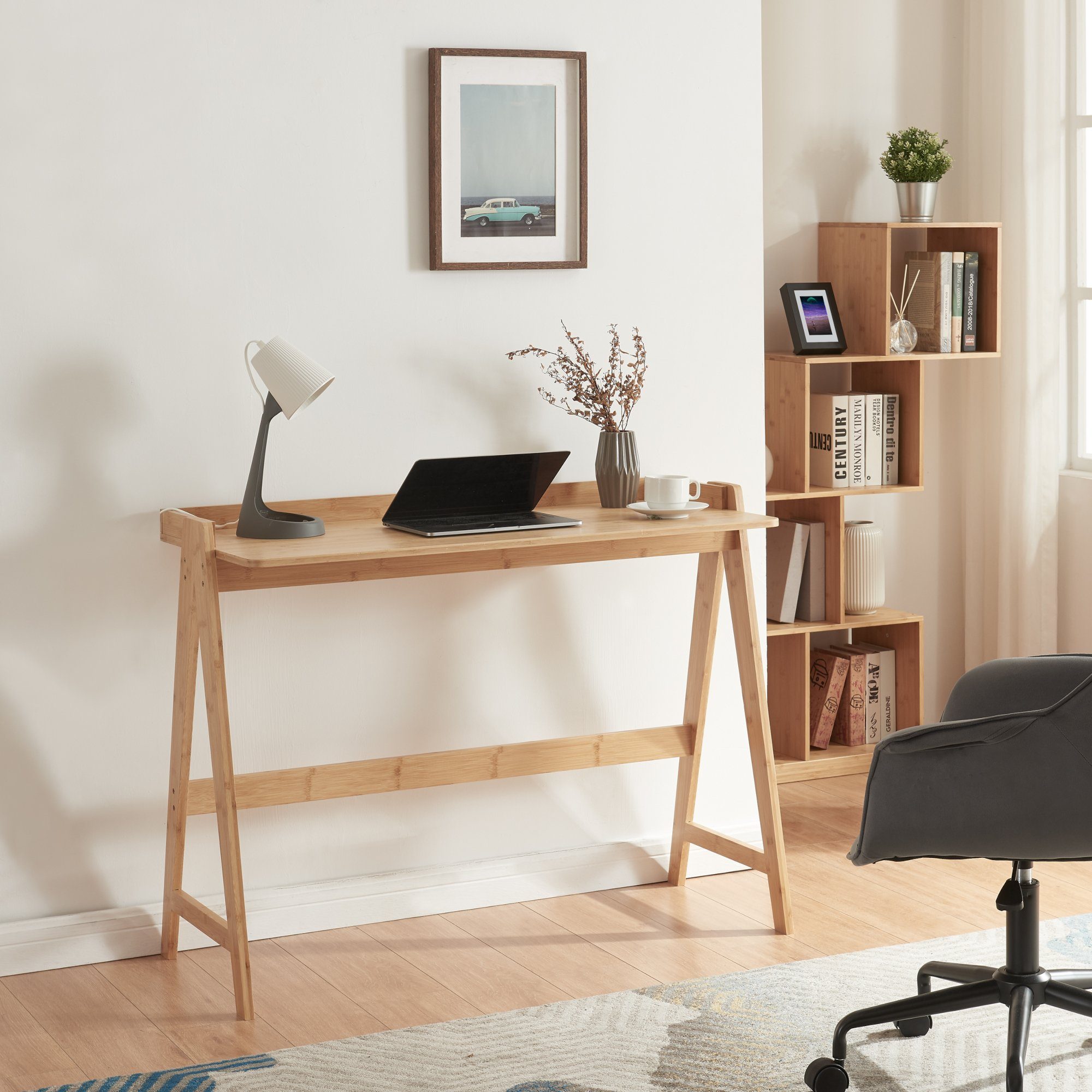 en.casa Schreibtisch, »Härryda« Bambus 107x47x81cm Natur günstig online kaufen