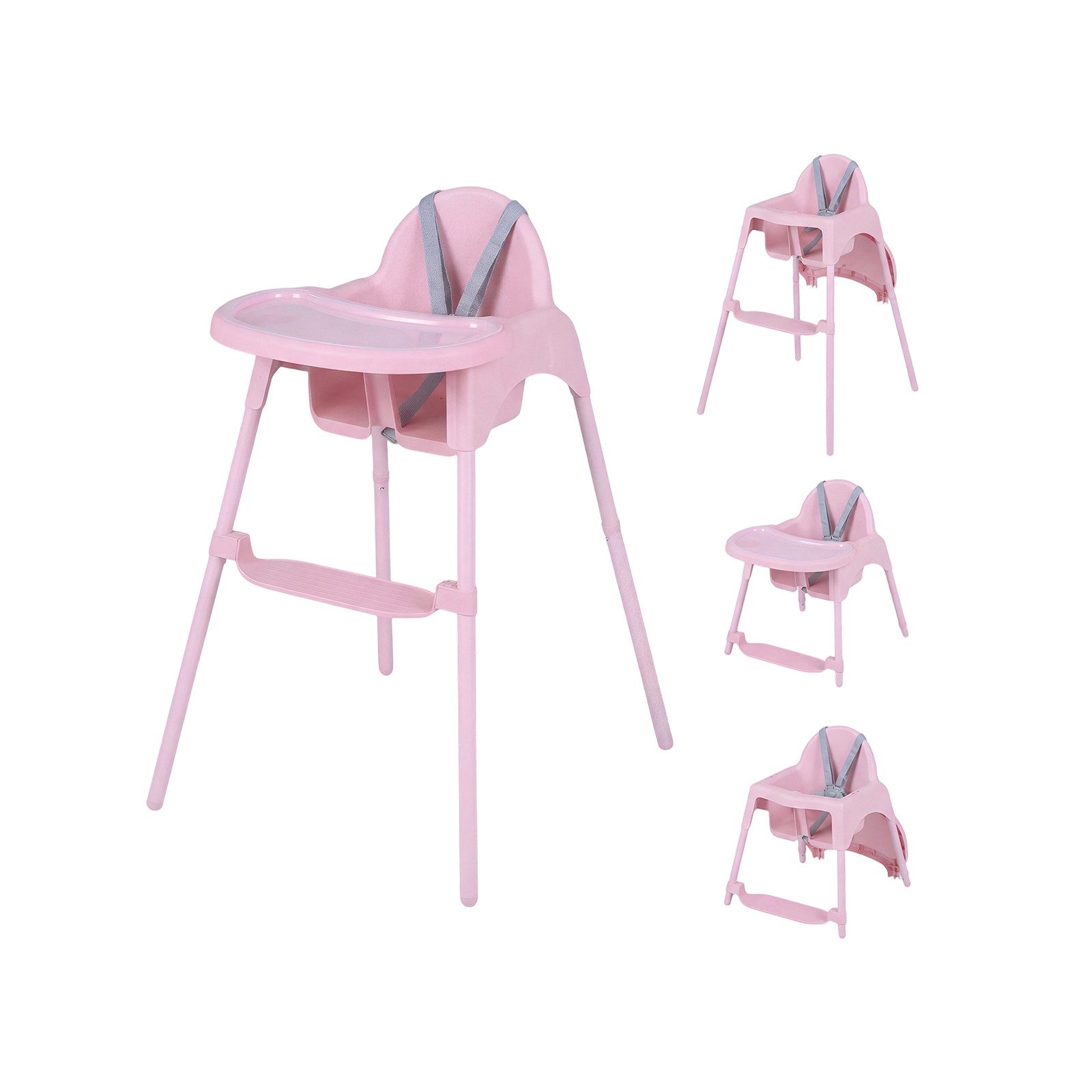 COSTWAY Hochstuhl (1 St), Kinderhochstuhl, 4 in 1 Babystuhl, mit 2 Höhen
