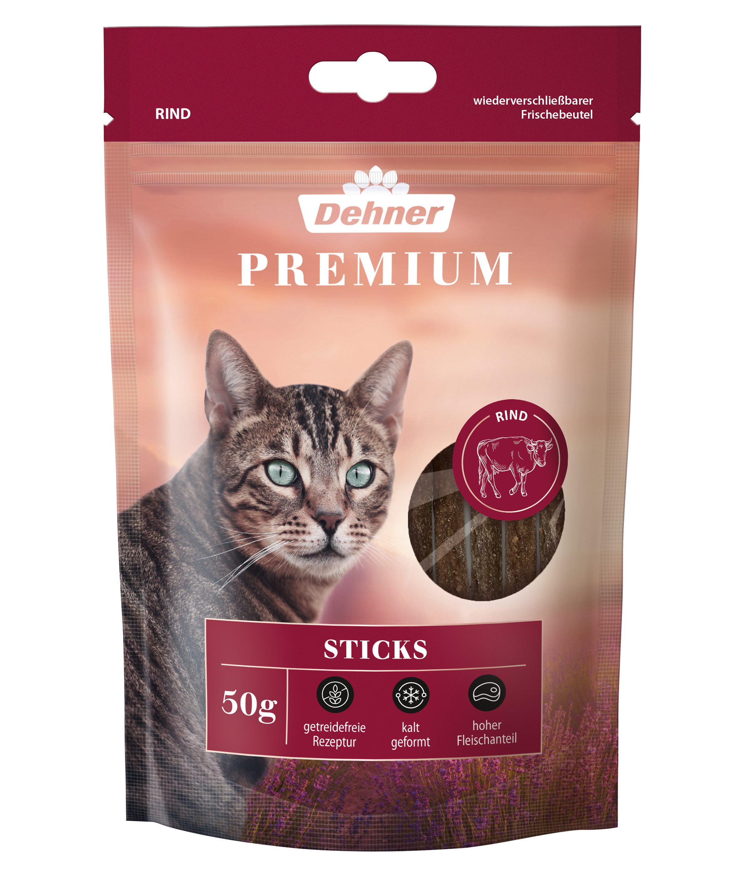 Dehner Dehner Premium Katzensnack Sticks, 50 g Rind, Snack für: Katze