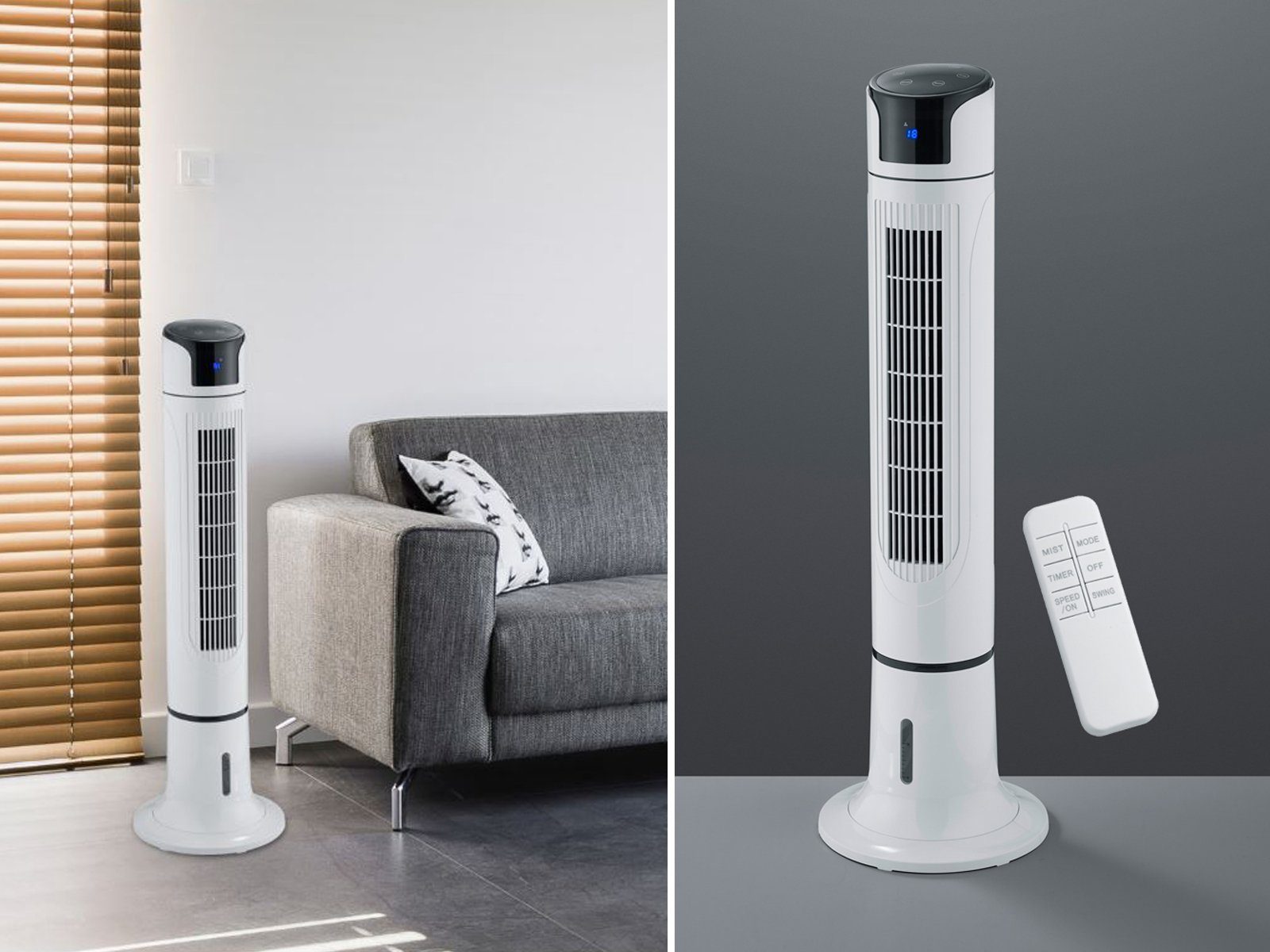 Reality Leuchten Standventilator, Verdunstungskühler mit Wasser-Kühlung leiser 35dB Turmventilator