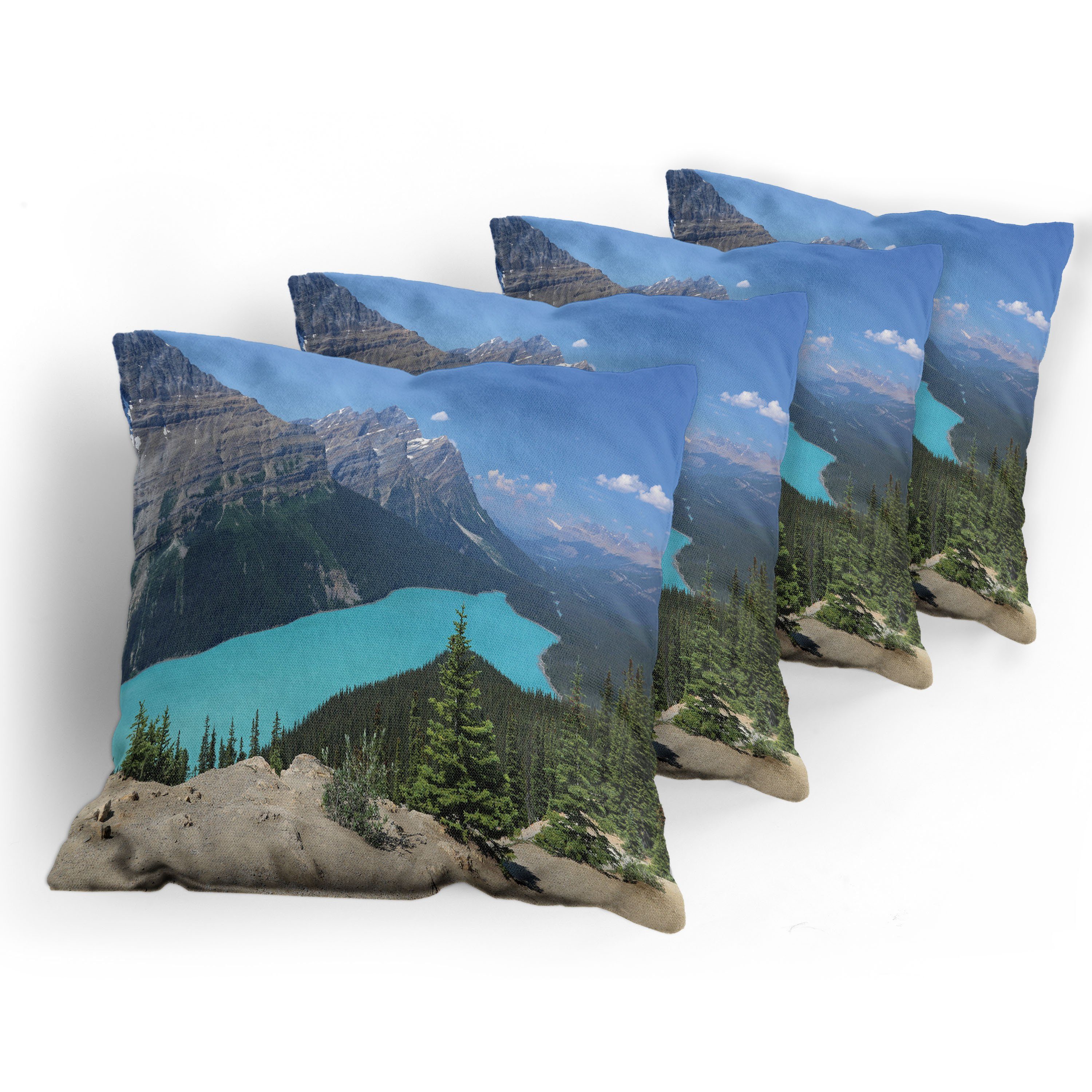 Abakuhaus (4 Stück), Modern Digitaldruck, Vista Doppelseitiger Kissenbezüge Aerial Landschaft Lake Accent Peyto