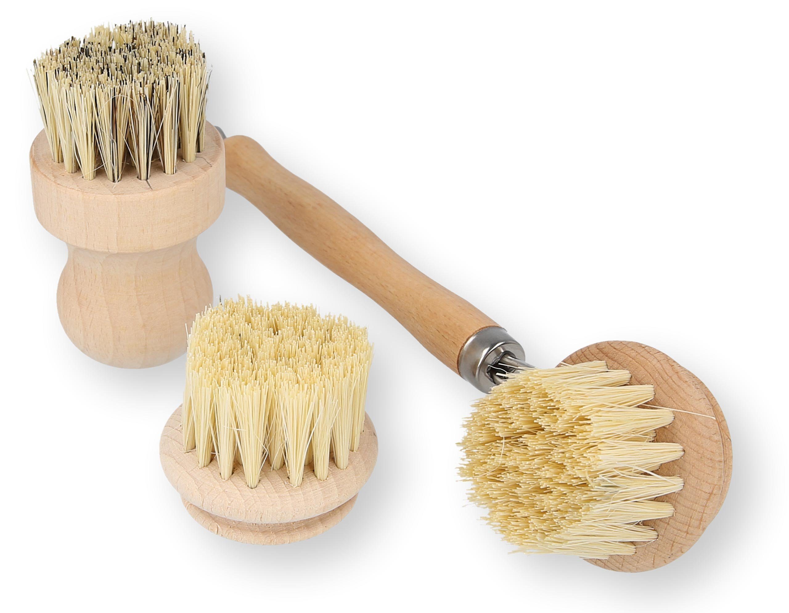 Lantelme Reinigungsbürsten-Set 8025, Sisal Ersatzbürste mit Siel, 4-tlg., Reinigungsbürstenset, (Spar-Pack, Naturborsten Bürste Ersatzbürste, Töpfe, Geschirr, Boden, Schuhe, Handbürste), Fliesen, mit