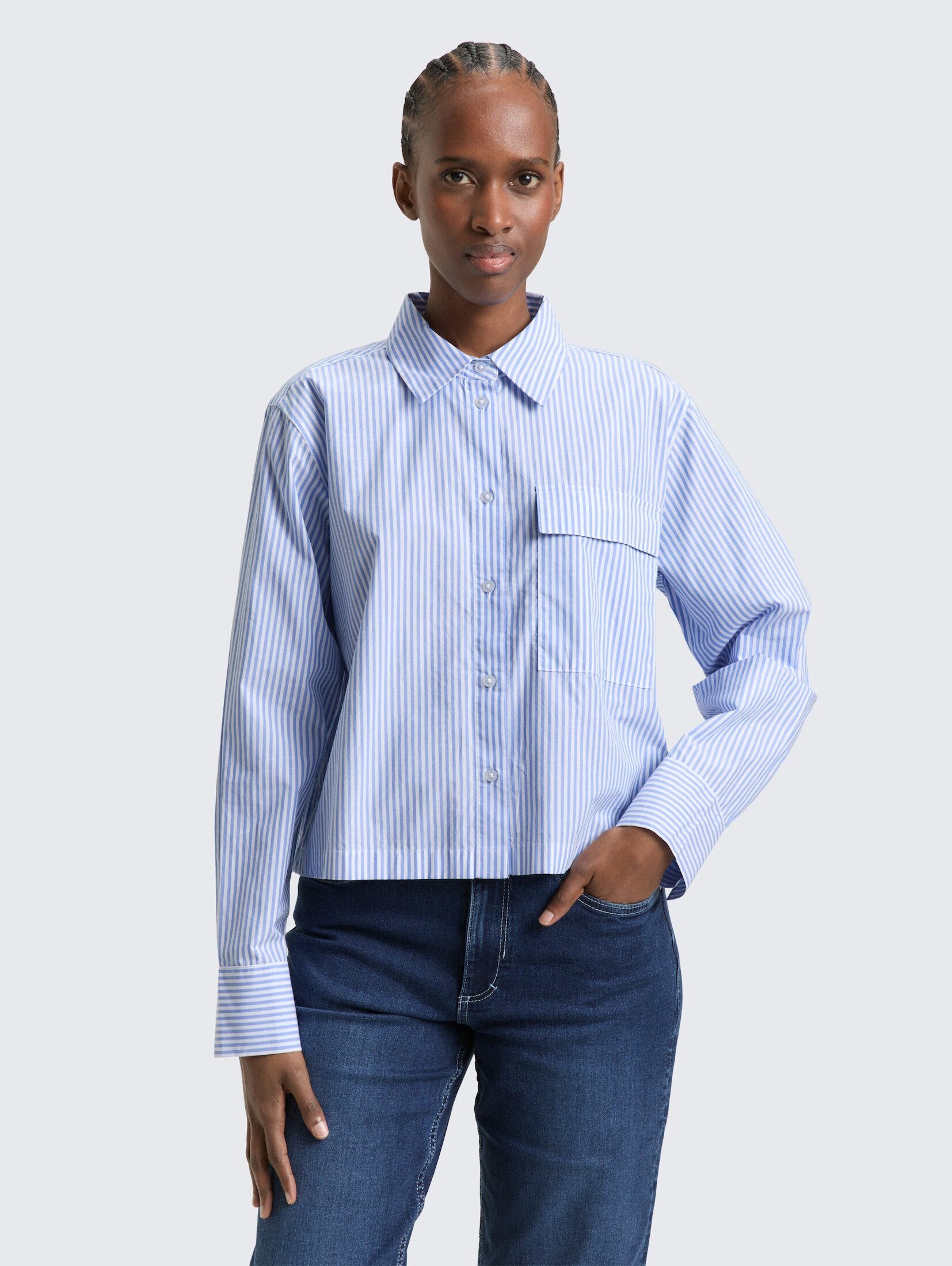 TOM TAILOR Denim Langarmbluse Blusen & Shirts Boxy Fit Hemdbluse aus Baumwo günstig online kaufen