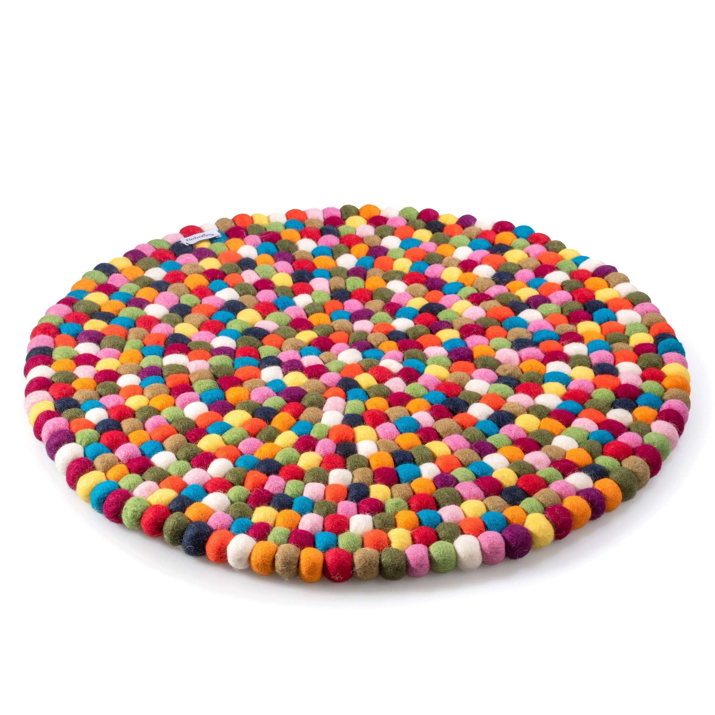 naturling Kinderteppich Filzkugel Teppich ø 60cm, Rund, Höhe: 20 mm, hohe Filz Kugeln