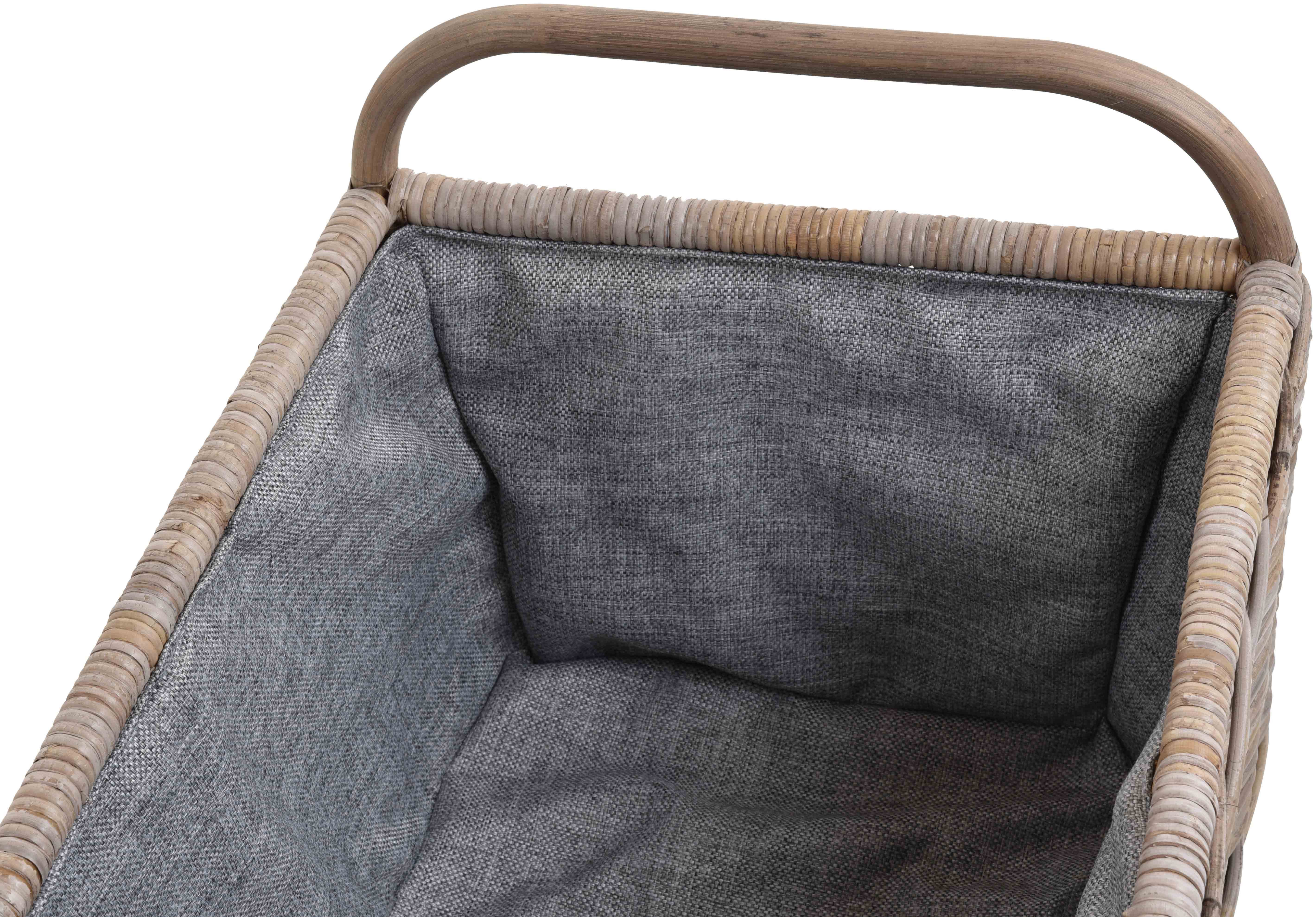 Krines Home Flechtkorb Holz Tragekorb mit Griffen Holzkorb mit Inlett Aufbewahrung aus Rattan, Korb mit Henkel, Groß