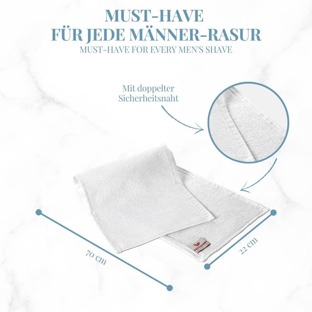 Carenesse Rasiertücher Studioqualität Premium 70 Rasierset hygienische cm 6x weiß, saugstarke Rasierhandtuch 22 Towel: Passform x & Barber Baumwolle, perfekte