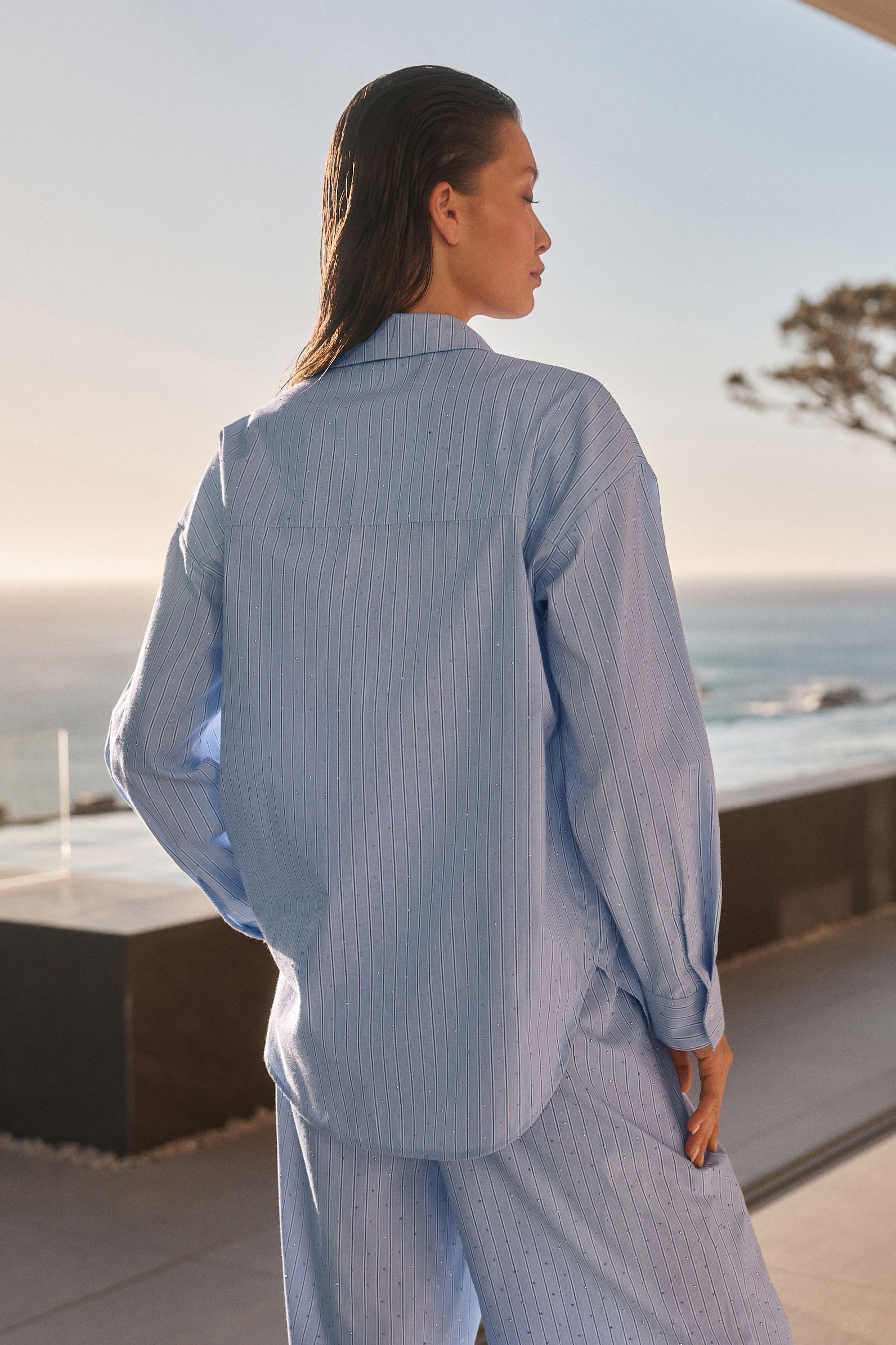 Next Langarmhemd Hemd mit Strassdetails (1-tlg) günstig online kaufen