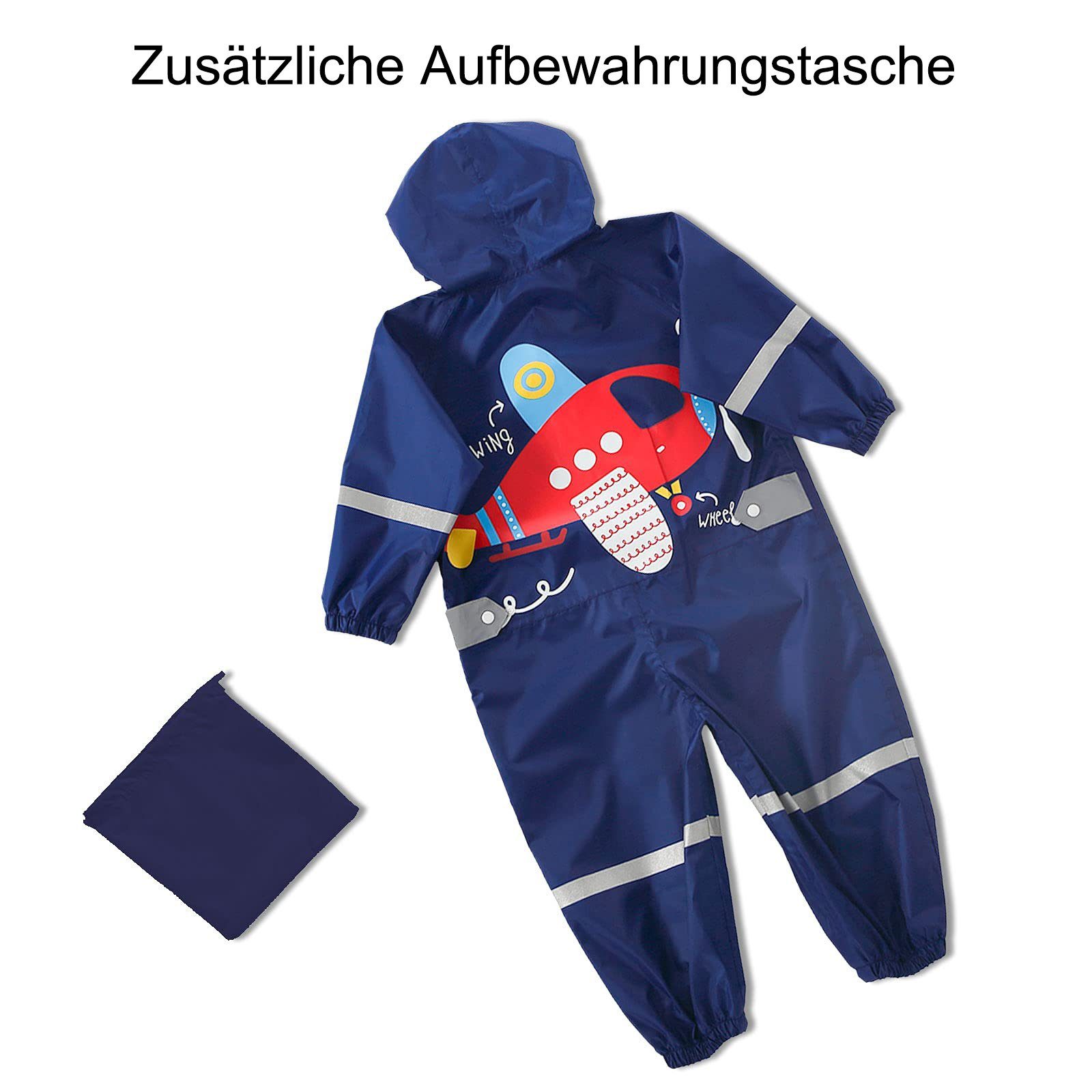 Regenanzug Wasserdicht, Regenmantel mit dunkelblau(M) Junge GelldG Kapuze atmungsaktiv Regenmantel