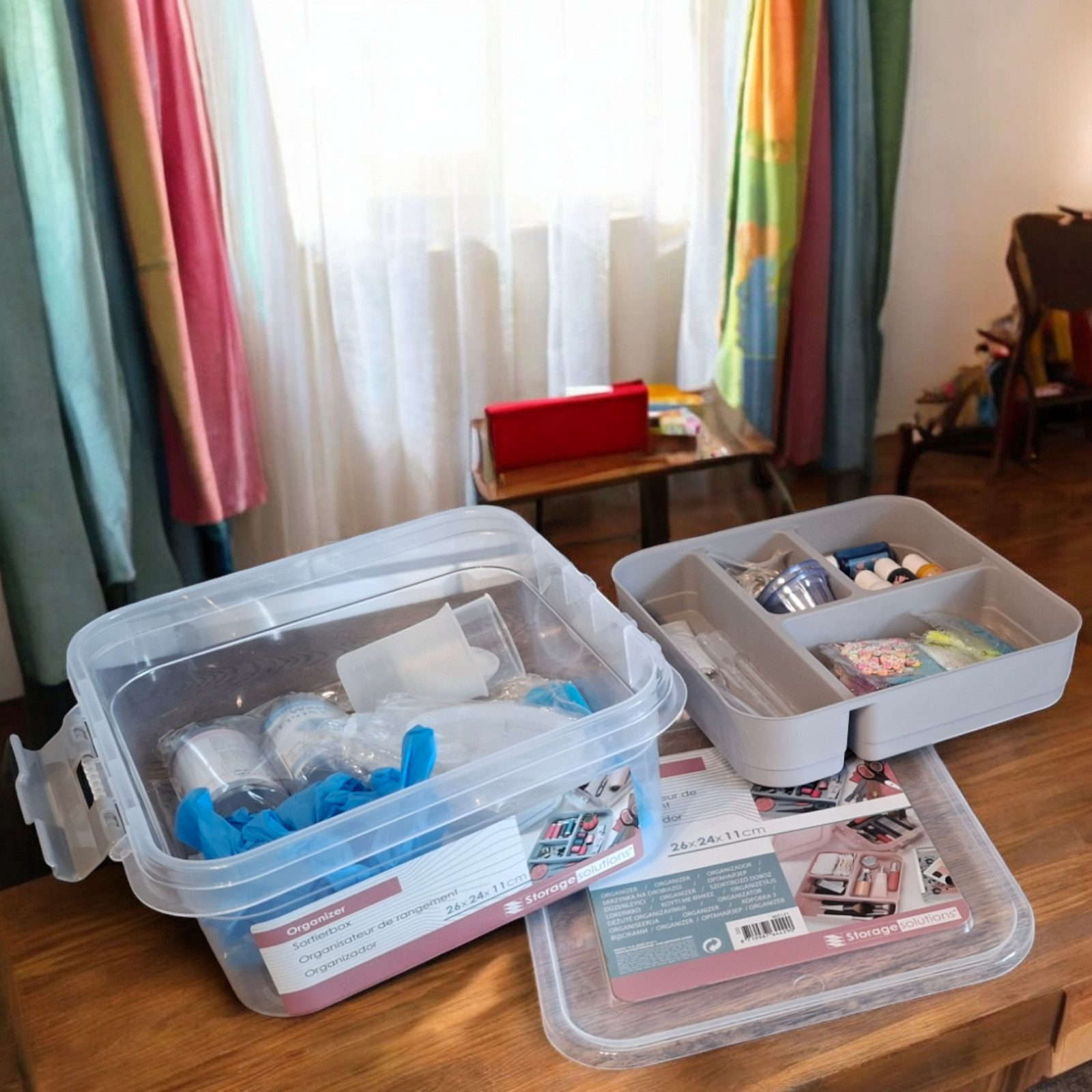 Auflagenbox 3er-Set Aufbewahrungsbox mit Deckel Behälter Korb Make-Up Organizer