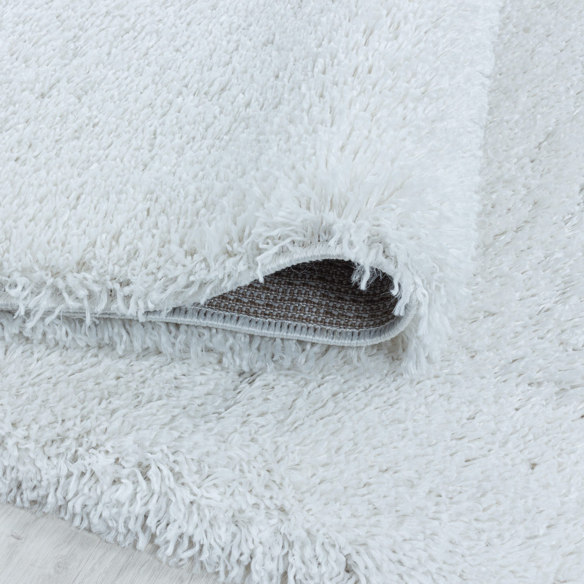 KADIMA DESIGN Teppich Hochflor Teppich Wohnzimmer SALZACH Uni Rund Läufer Schlafzimmer, Rund, Höhe: 52 mm, Handwäsche, Rücken aus Jute, Gekettelt, 57600 Points/m2, 80x80cm