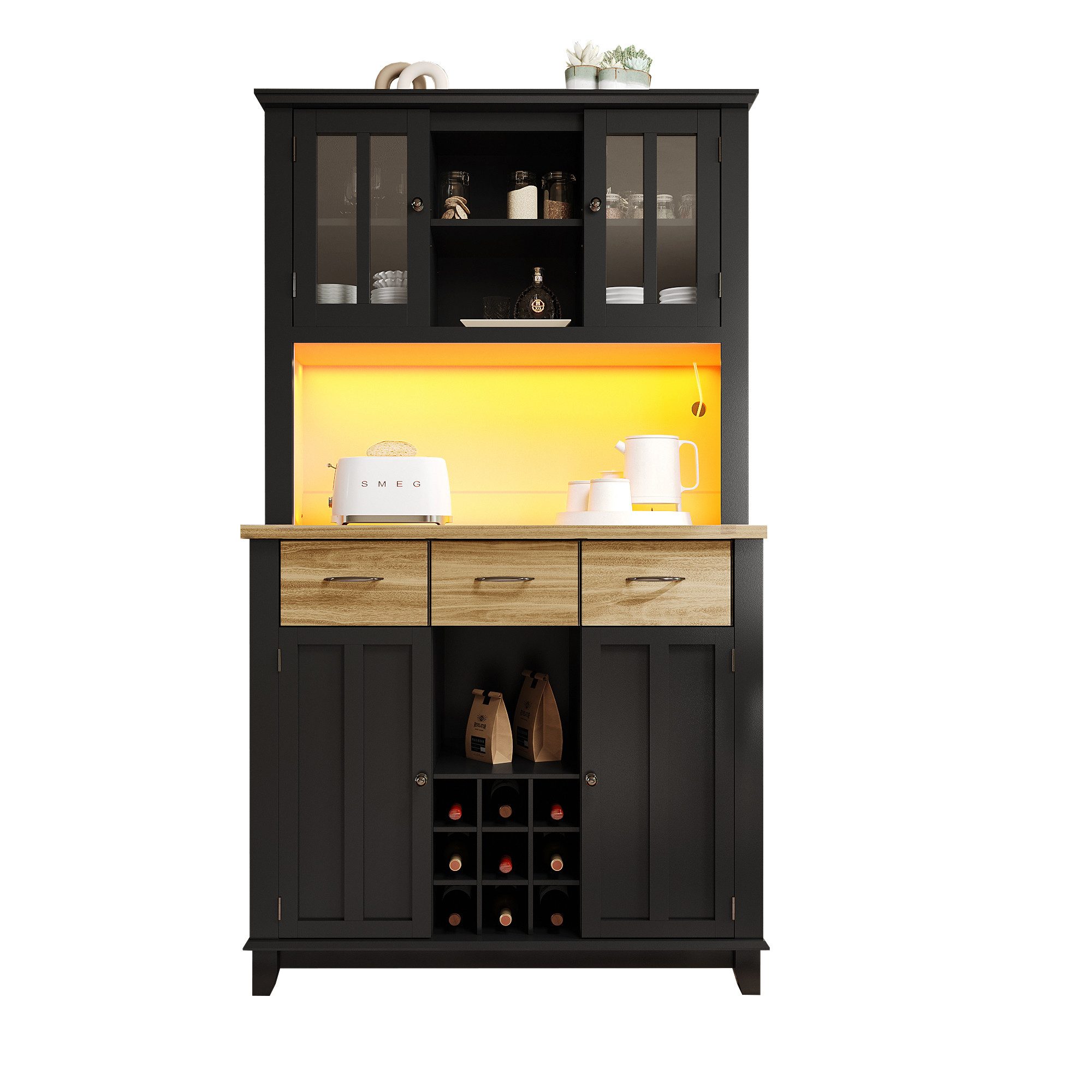 Sideboard Küchenschrank Mehrzweckschrank mit LED-Beleuchtung