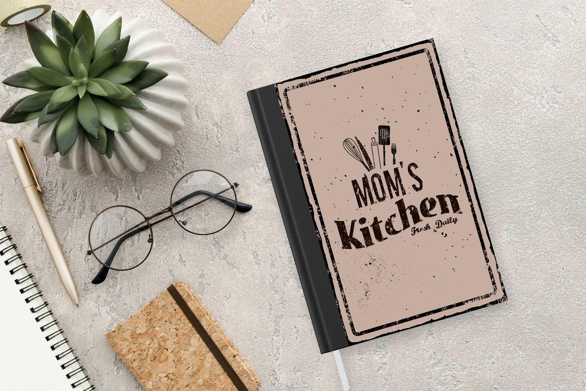 MuchoWow Notizbuch Küche Tagebuch, Notizheft, Mutter - Merkzettel, - 98 Haushaltsbuch Journal, Seiten, Retro, A5