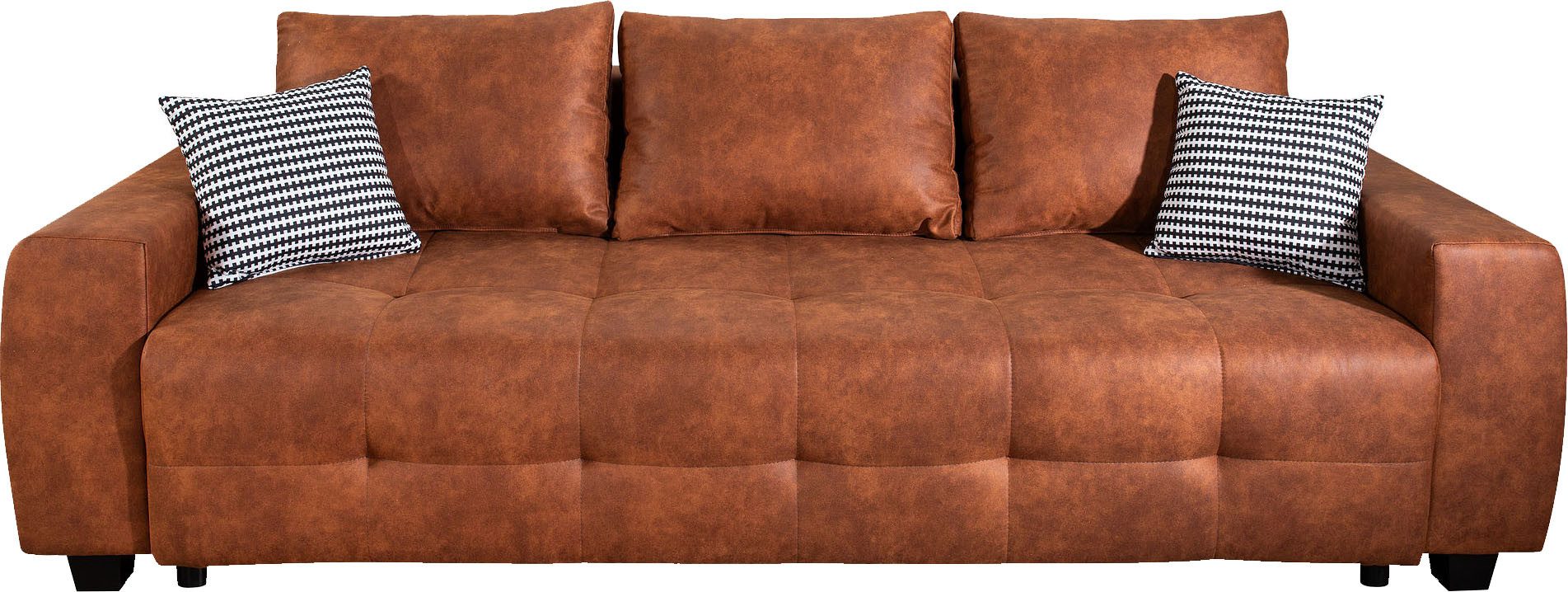 OTTO home Schlafsofa Bella, B: 241 cm, Liegefl. 142x194 cm, Bettfunktion, Bettkasten & 2 Zierkissen, Federkern