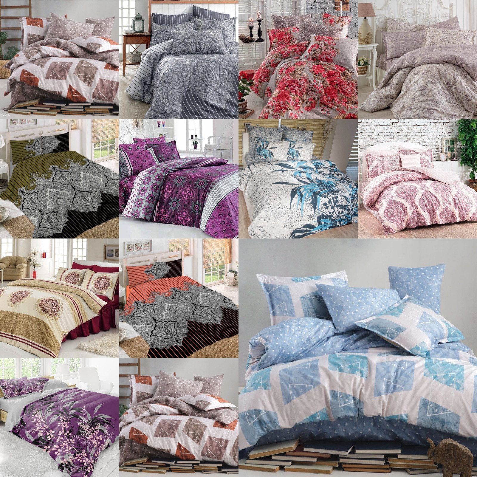 ROLFNERS Bettwäsche 200x200 cm Bettgarnitur Bettbezug Baumwolle 5 tlg, Bettwäsche, 100% Baumwolle, Weich & Komfortabel