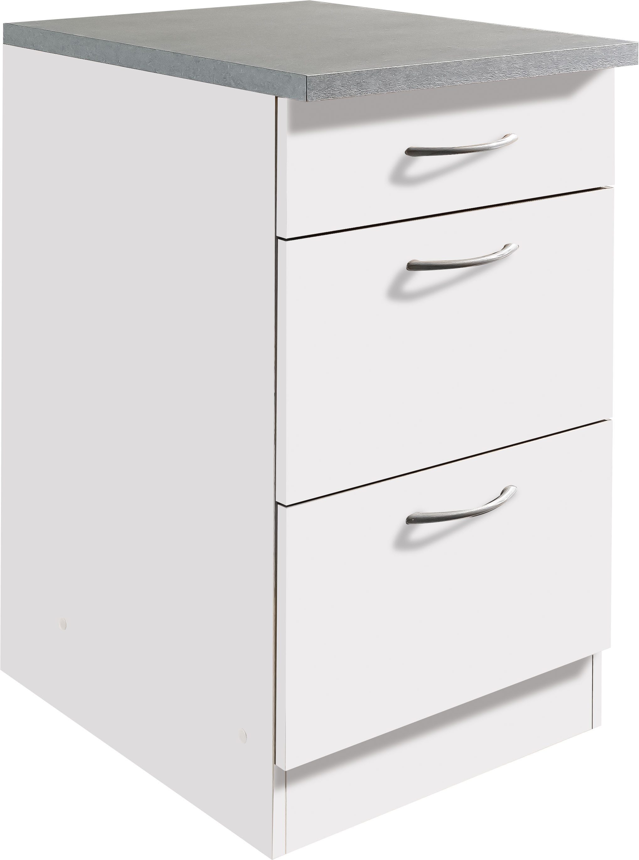 wiho Küchen Unterschrank Kiel 50 cm breit, Tiefe 60 cm, mit 2 großen Auszügen und 1 Schublade