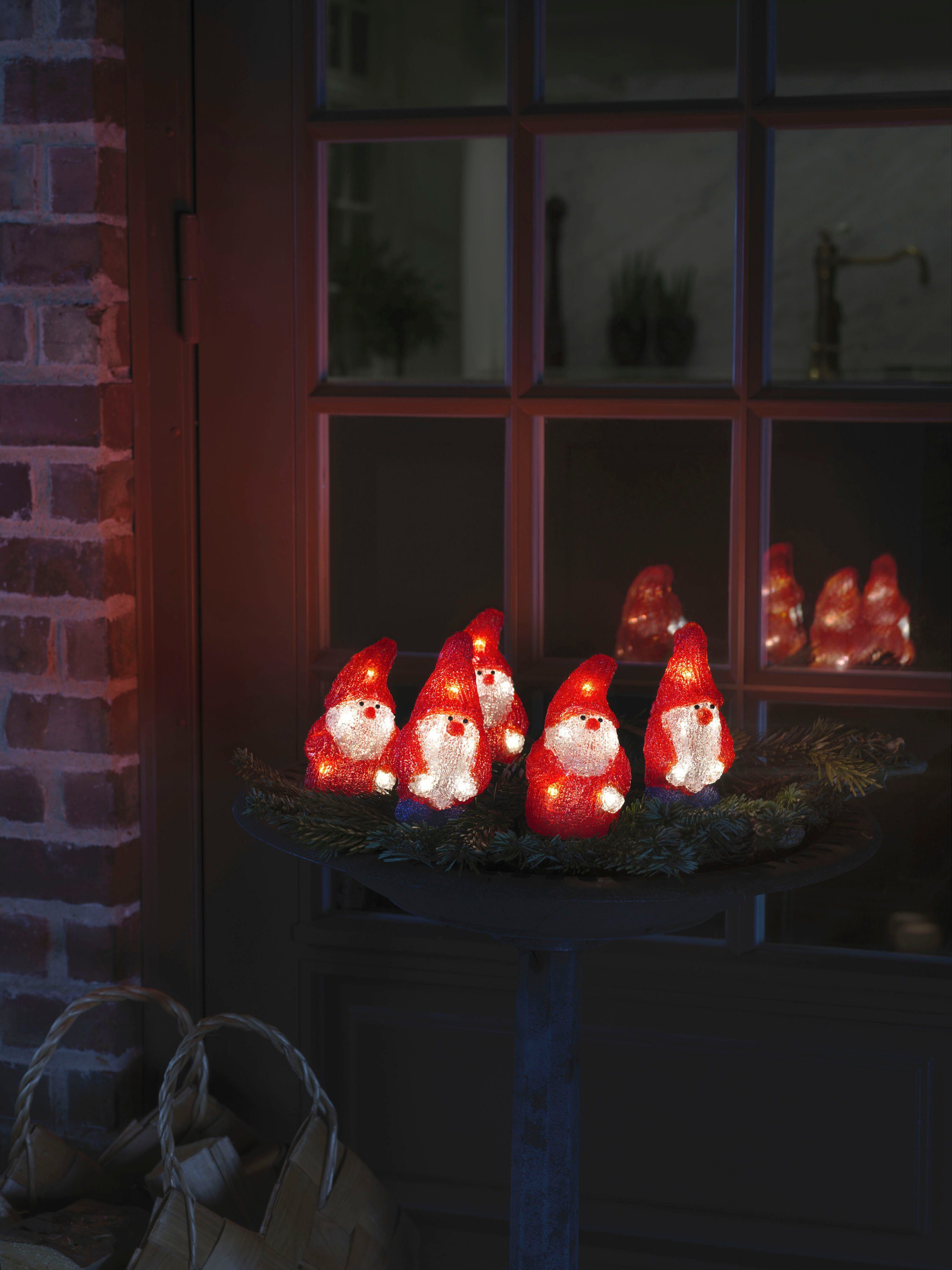 KONSTSMIDE LED Dekofigur LED Acryl Weihnachtsmann, 5er-Set, 40 warm weiße Dioden, LED fest integriert, Warmweiß