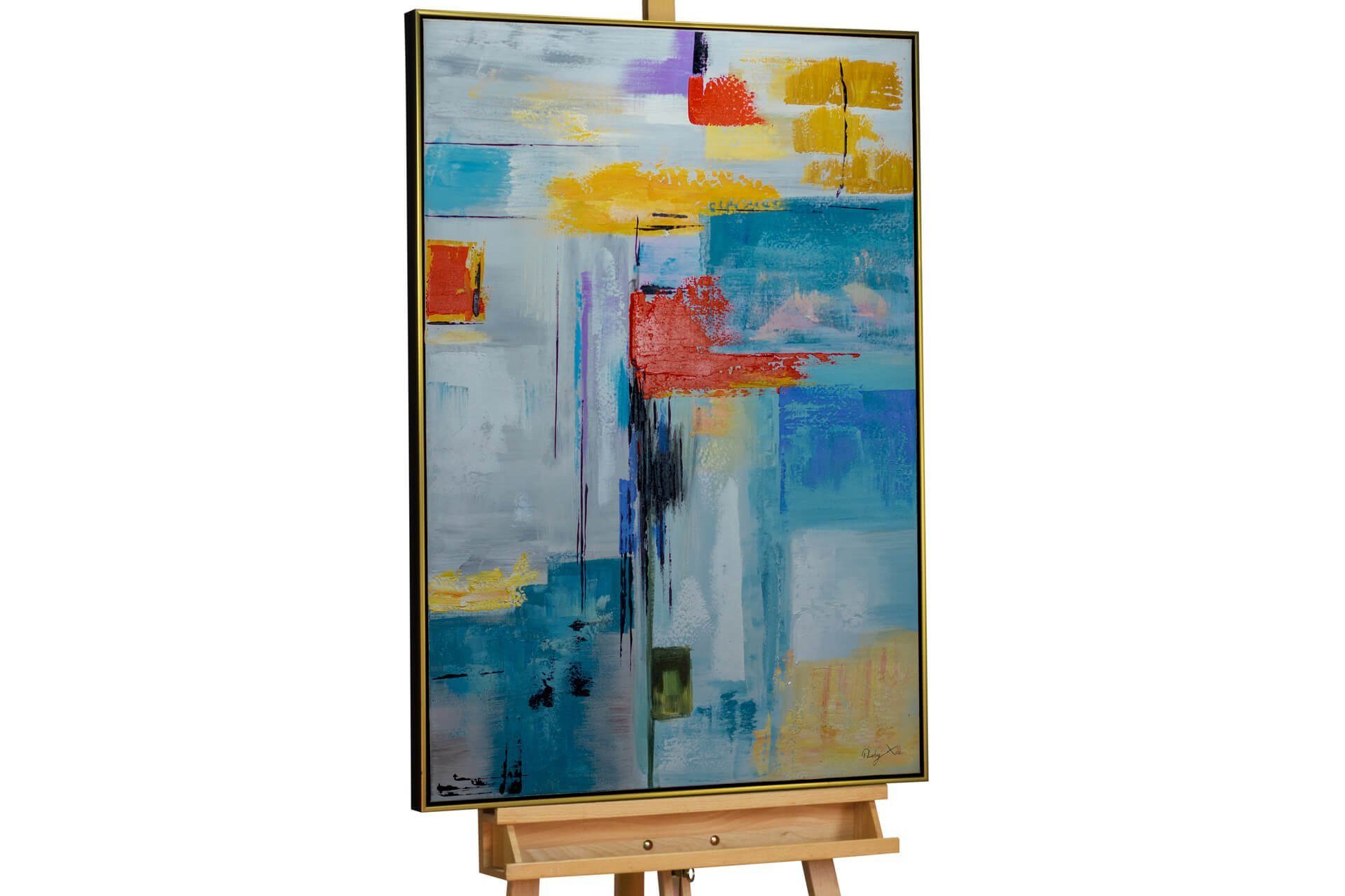 KUNSTLOFT Gemälde Water Reflections 77.5x102.5 cm, Leinwandbild 100% HANDGEMALT Wandbild Wohnzimmer