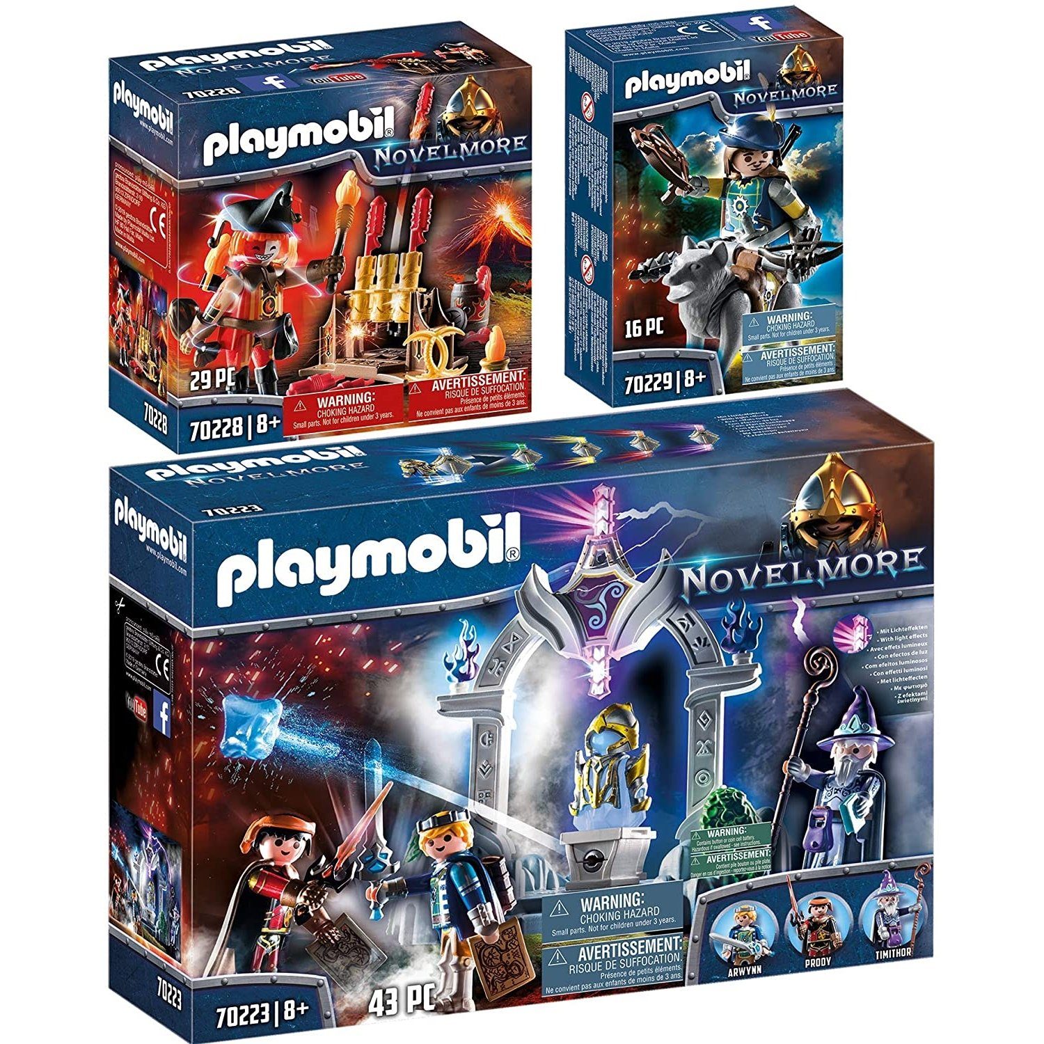 Playmobil® Spielbausteine 70223-28-29 Novelmore 3er Set Tempel +  Feuermeister + Ritter