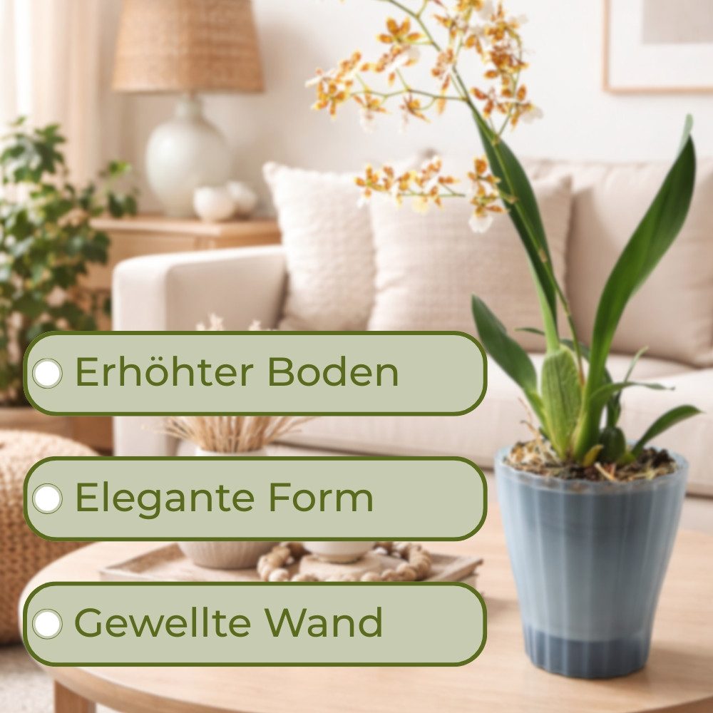 GarPet Blumentopf Orchideentopf Transparent Orchideen Übertopf Kunststoff Stufenboden – Bild 3 von 5