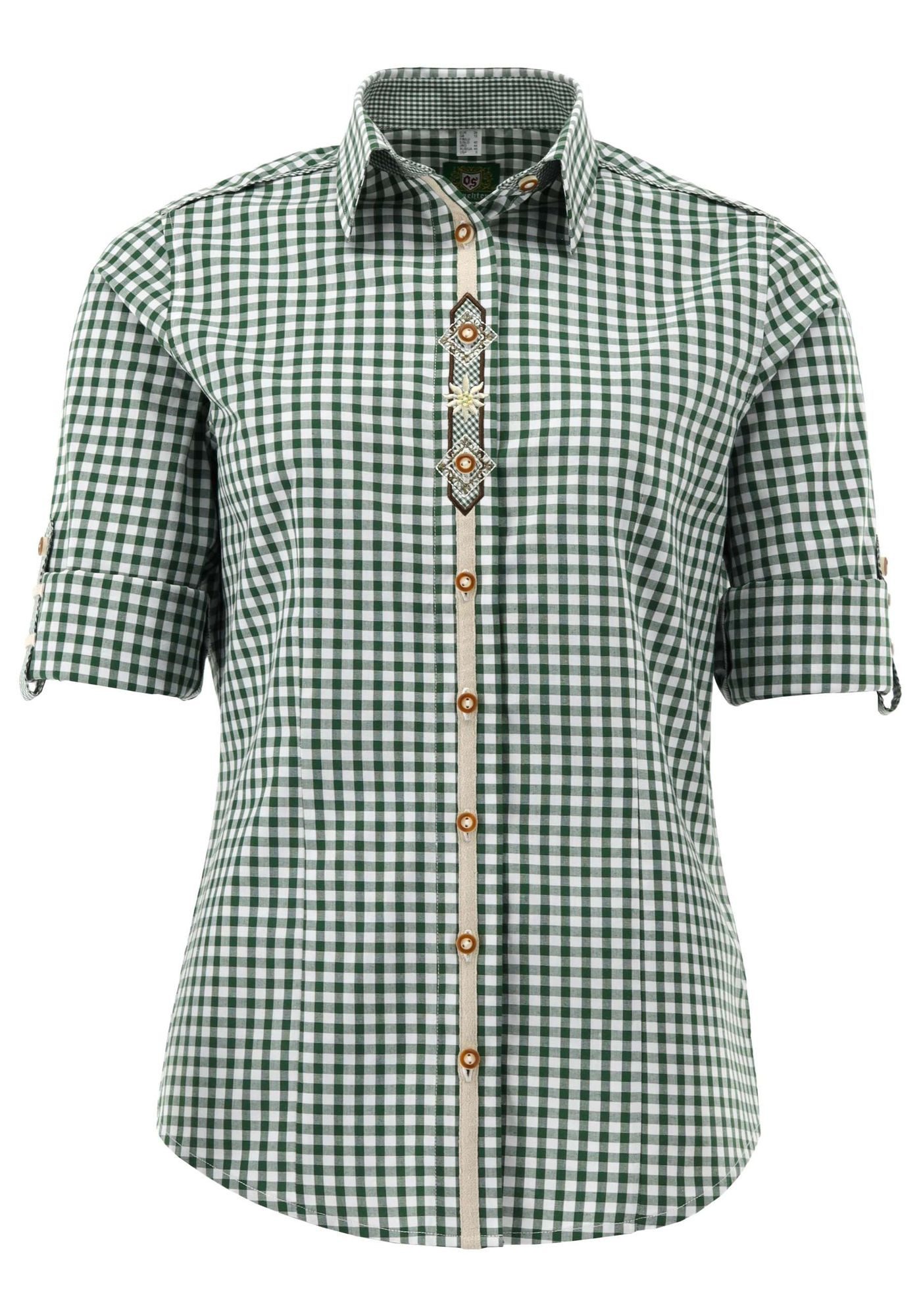 OS Trachten Trachtenbluse Flosa Langarmbluse mit Edelweiß-Stickerei auf der günstig online kaufen