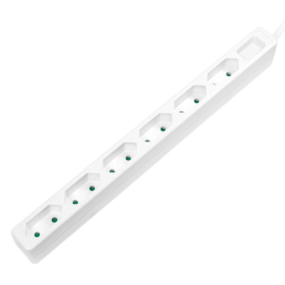 LogiLink LPS231 Steckdosenleiste, 6 fach Euro-Buchsen, schmal, 3400W, Weiß