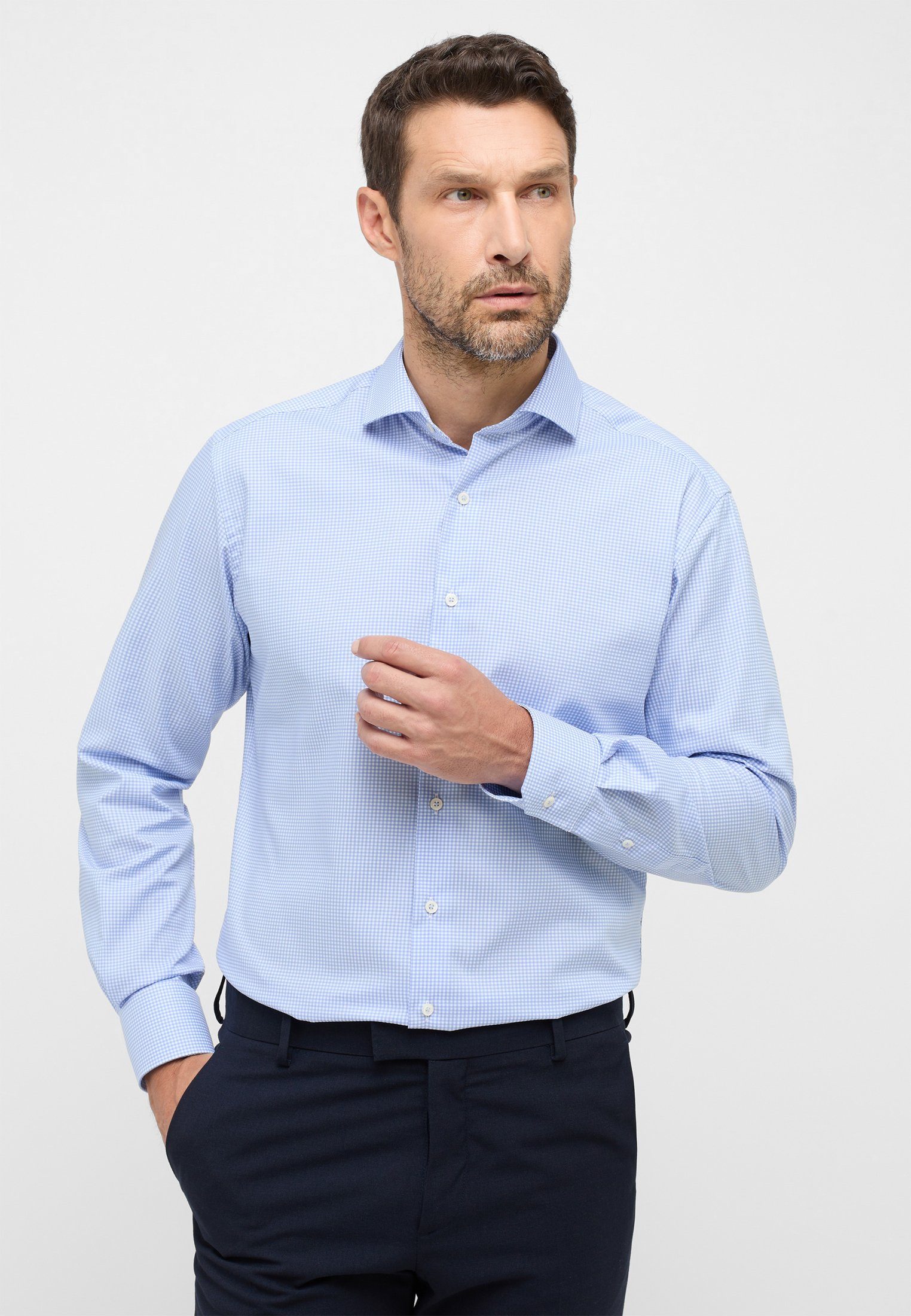 FIT Langarmhemd Eterna MODERN hellblau