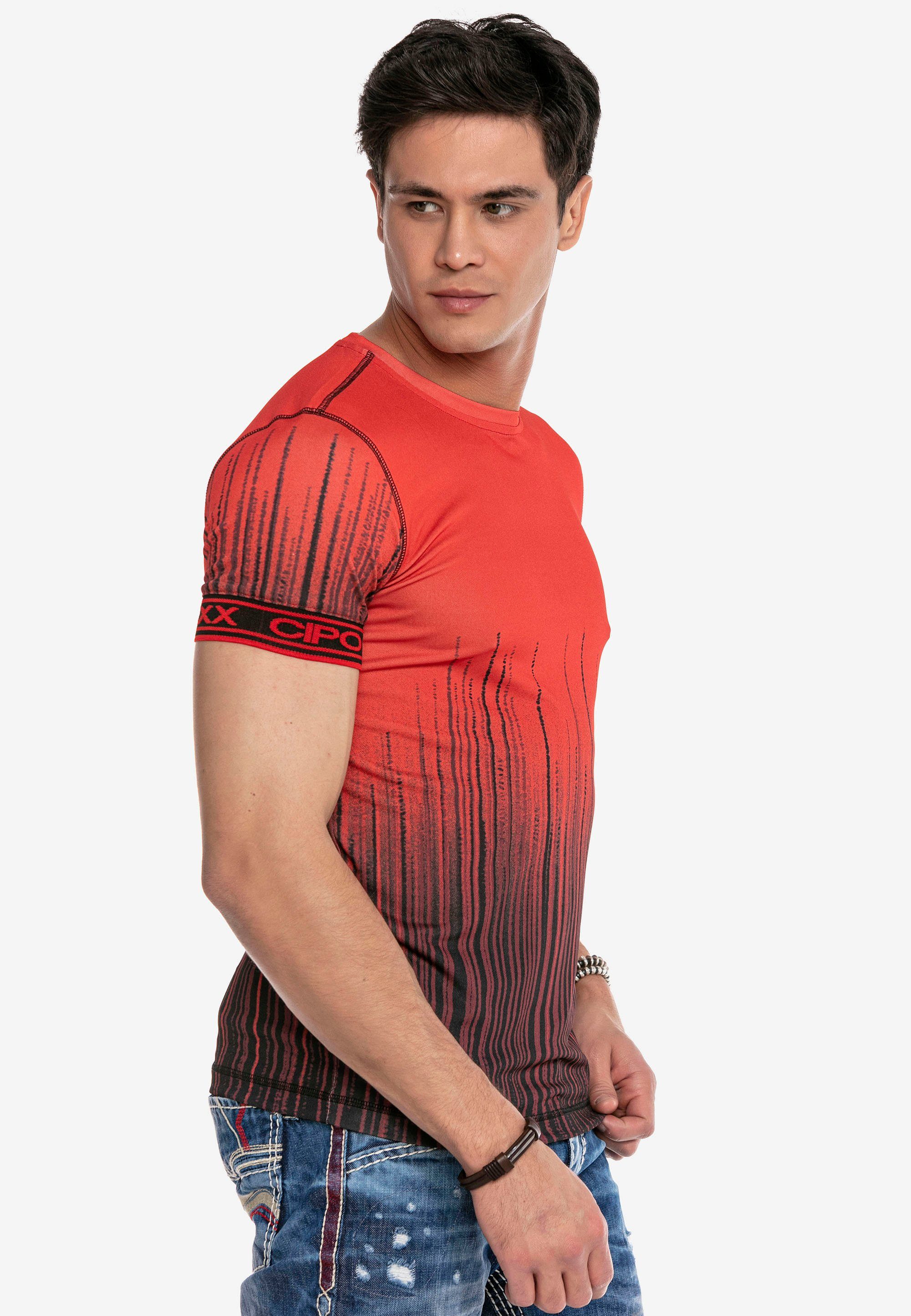 Cipo & modischer Musterung T-Shirt Baxx rot mit