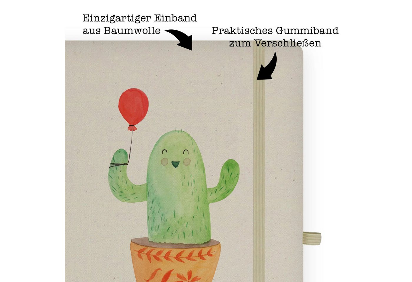 Thumbnail - Mr. & Mrs. Panda Notizbuch Kaktus Luftballon - Transparent - Geschenk, Freund, Baumwoll Notizbuc Mr. & Mrs. Panda, Langl...