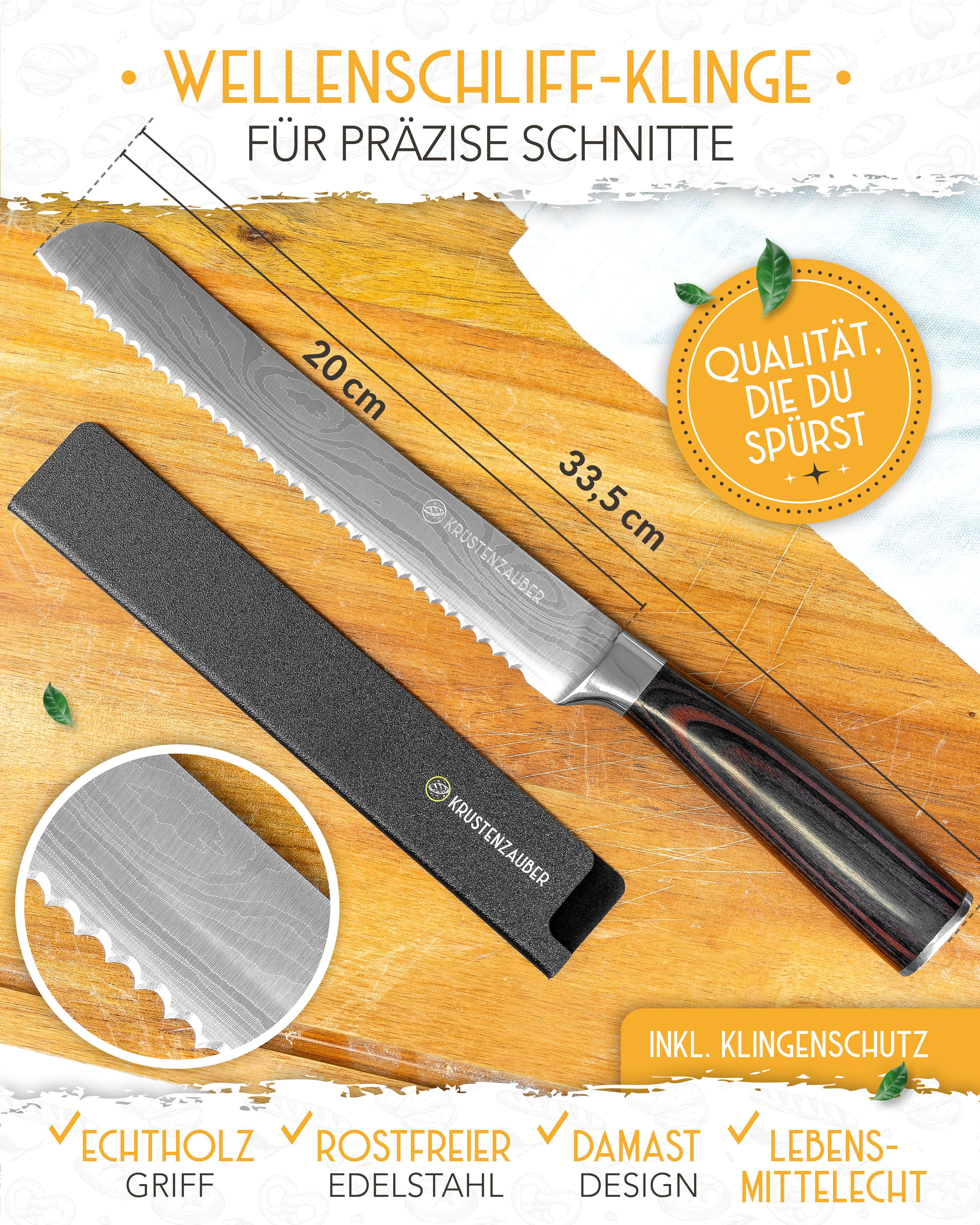 Krustenzauber Brotmesser Brotmesser mit Wellenschnitt aus Edelstahl - 20 & 26cm Küchenmesser – Bild 3 von 5