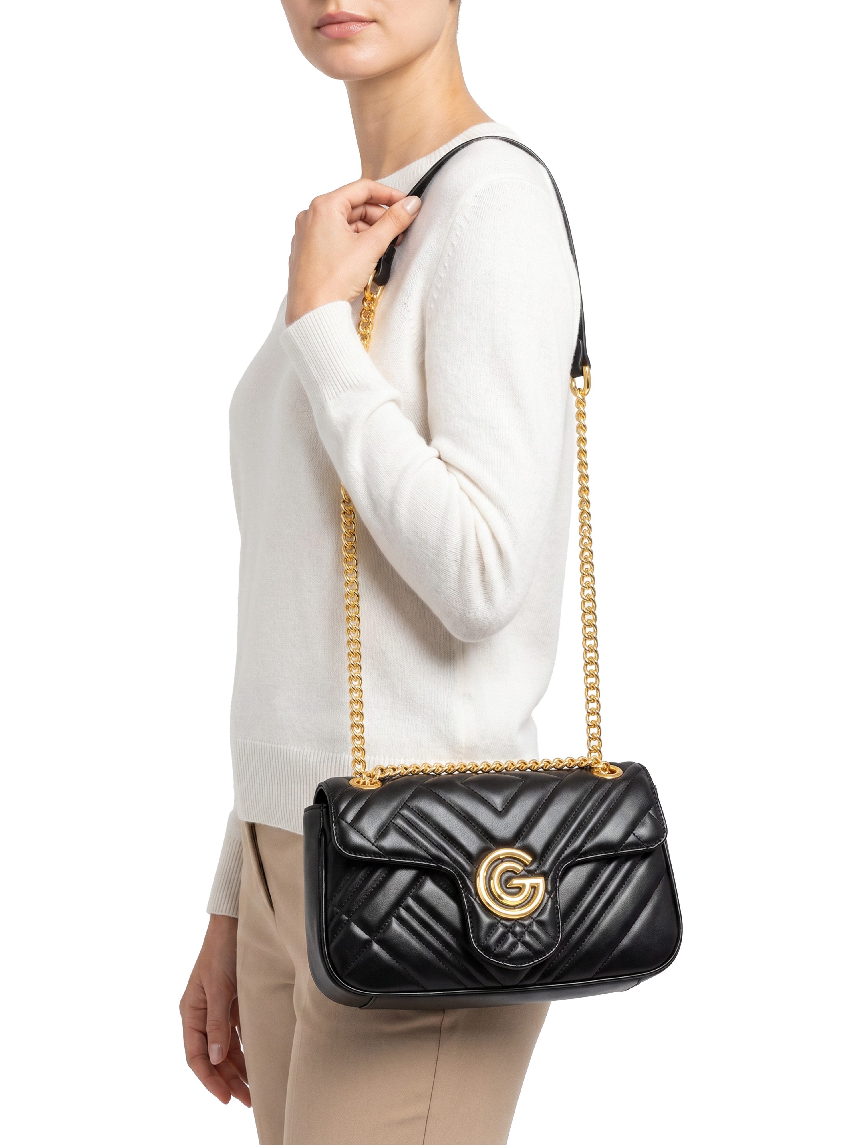 GABRIELLA G By Gabriella Gucci Umhängetasche CINDY, Damen Umhängetasche, Handtasche, Tragetasche mit Logoverzierung