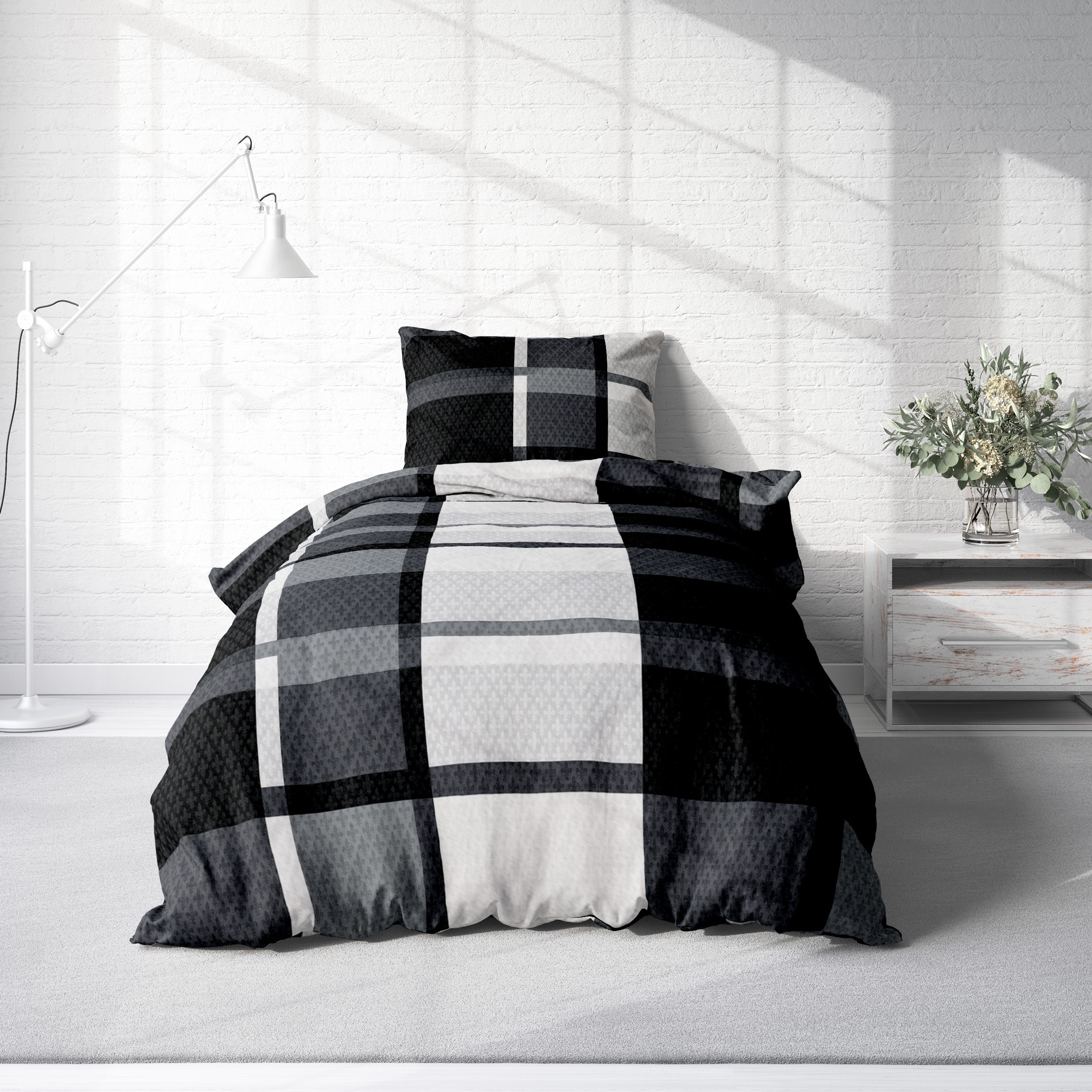 One Home Bettwäsche Modern, Fleece, 2 teilig, Kariert, kuschelig flauschig günstig online kaufen