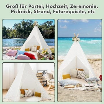 KOMFOTTEU Spielzelt Tipi Zelt mit Sternlicht & rutschfeste Füße