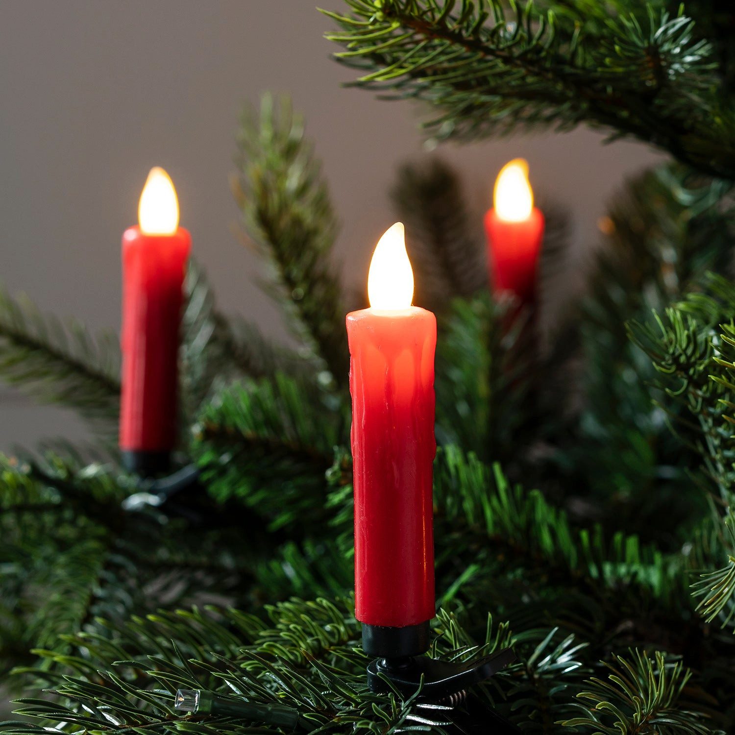 Lights4fun LED-Christbaumkerzen 20er LED Weihnachtsbaumkerzen rot