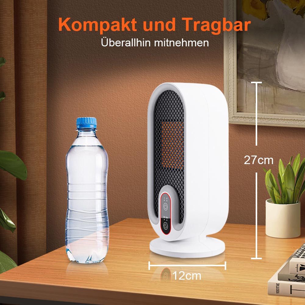 Jibenhome Keramikheizlüfter Heizlüfter Elektrische Raumheizung,PTC Keramik Heizlüfter, 750W Heizlüfter Elektrische Raumheizung mit 6/12H Timer