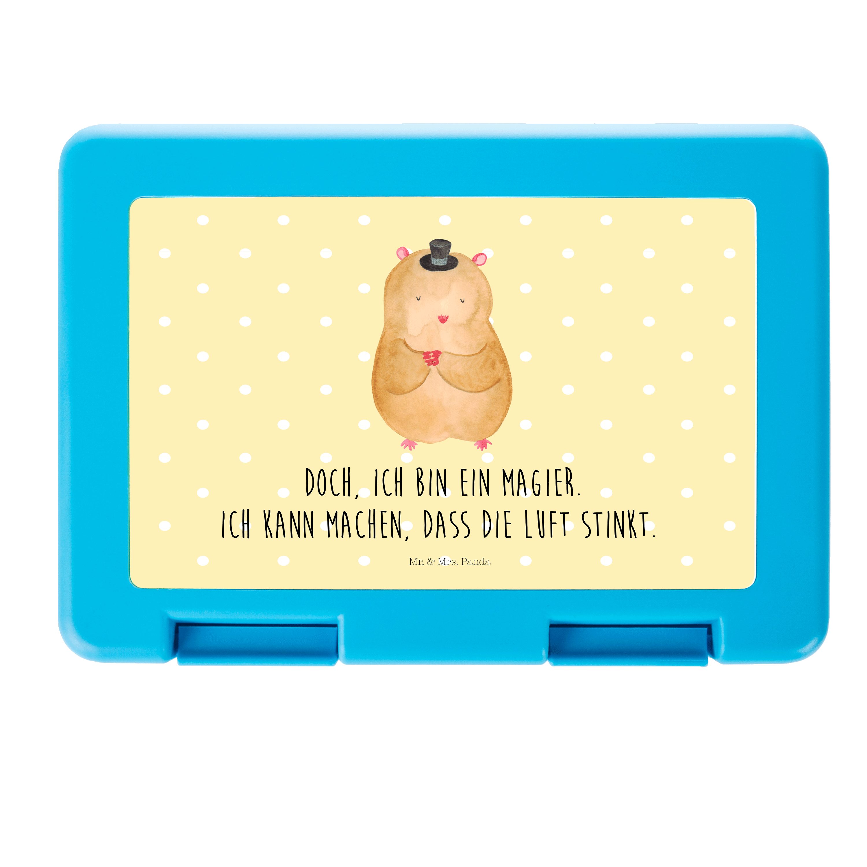 Mr. & Mrs. Panda Butterdose Hamster mit Hut - Gelb Pastell - Geschenk, Brotbox, Brotzeitbox, Snac, Premium Kunststoff, (1-tlg)